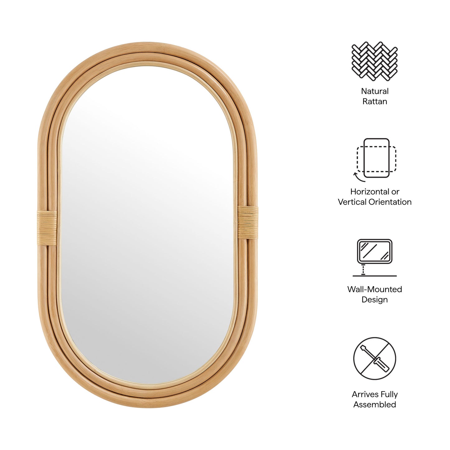 Corsica Oval Rattan Wall Mirror by Modway EEI-7364