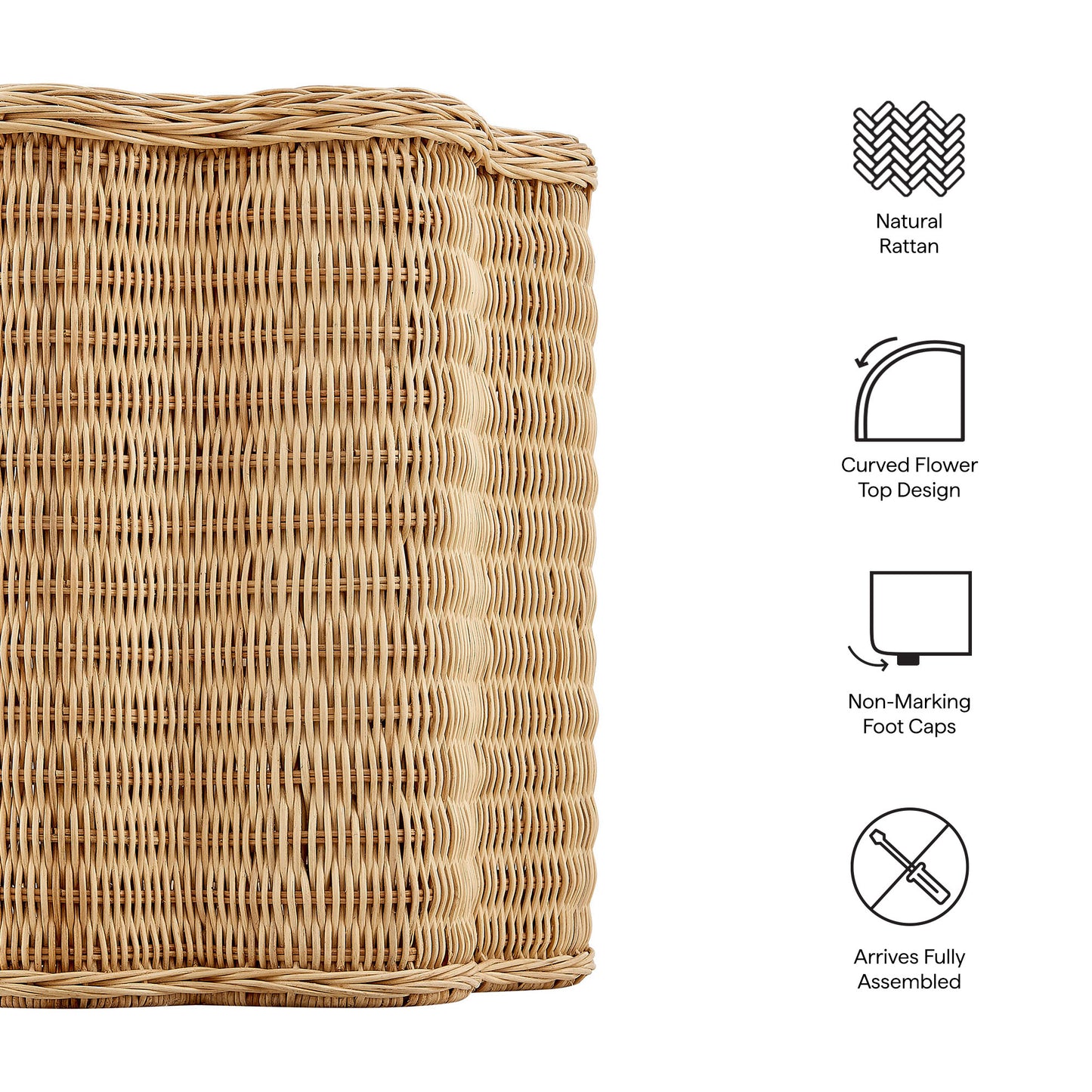 Erika Scalloped Natural Rattan Side Table by Modway EEI-7366
