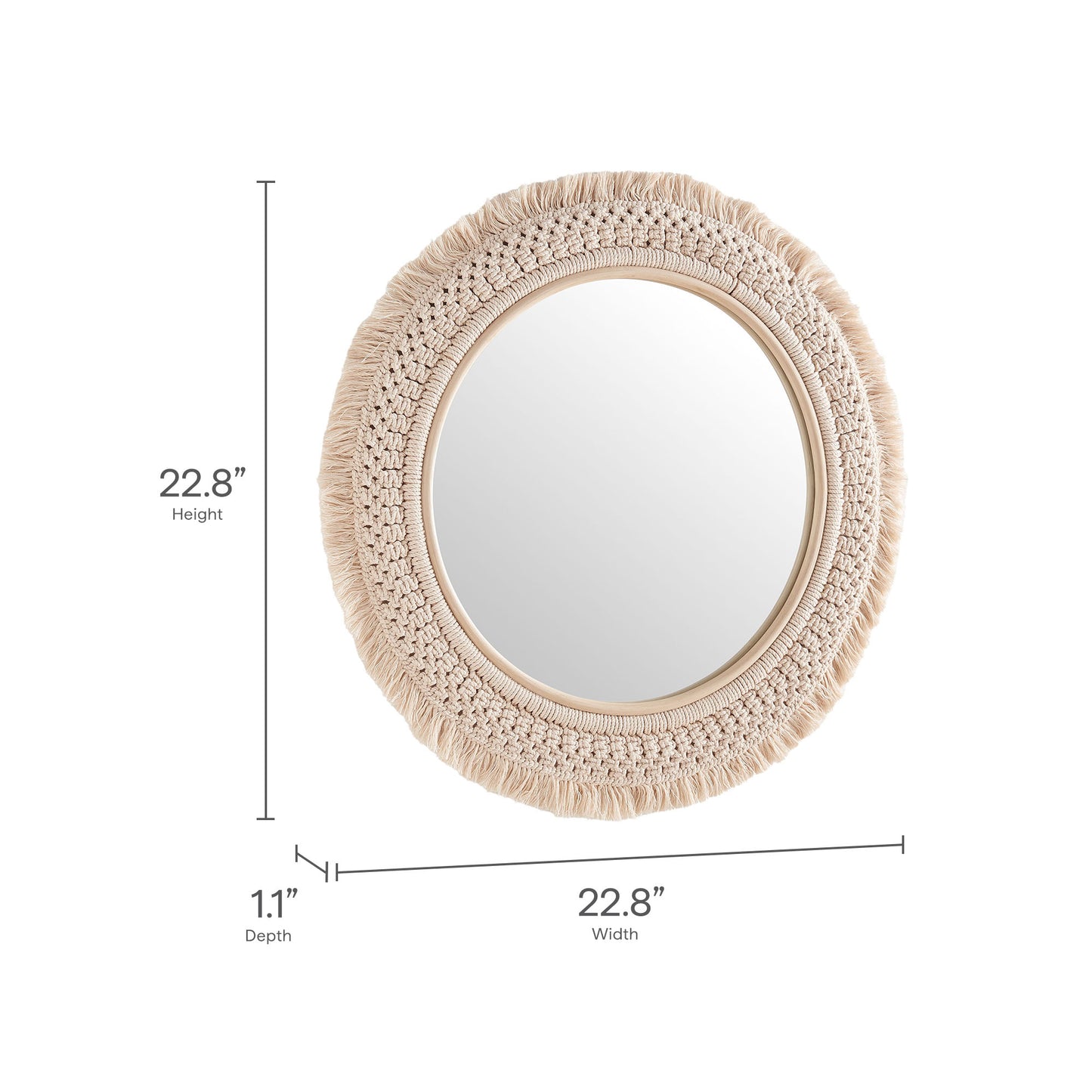 Jade Round Rattan Macrame Wall Mirror by Modway EEI-7367