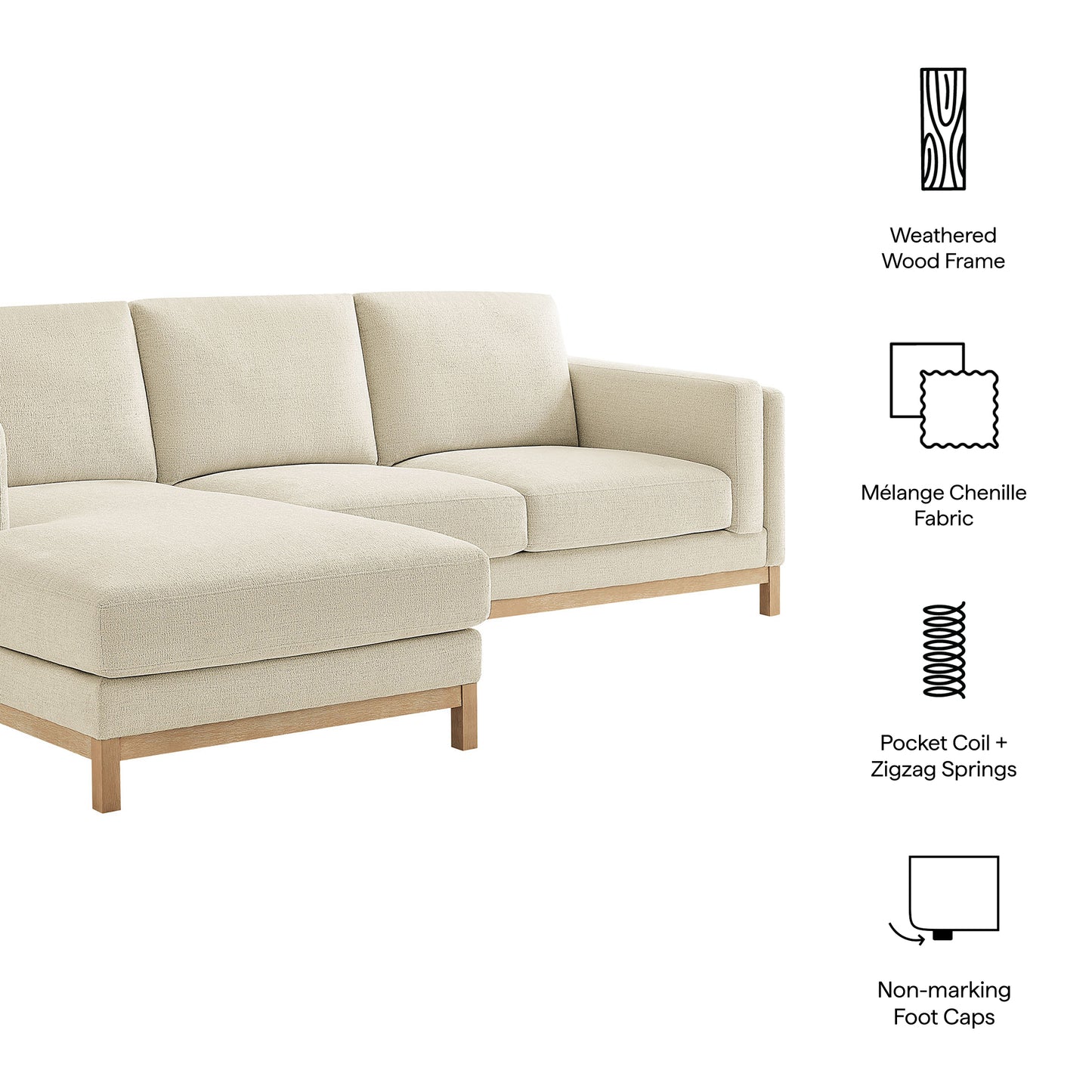 Roscoe Left-Facing Fabric Sectional Sofa with Chaise by Modway EEI-7374