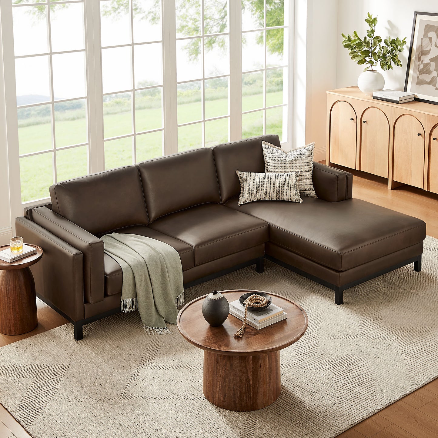 Roscoe Right-Facing Vegan Leather Sectional Sofa with Chaise by Modway EEI-7377