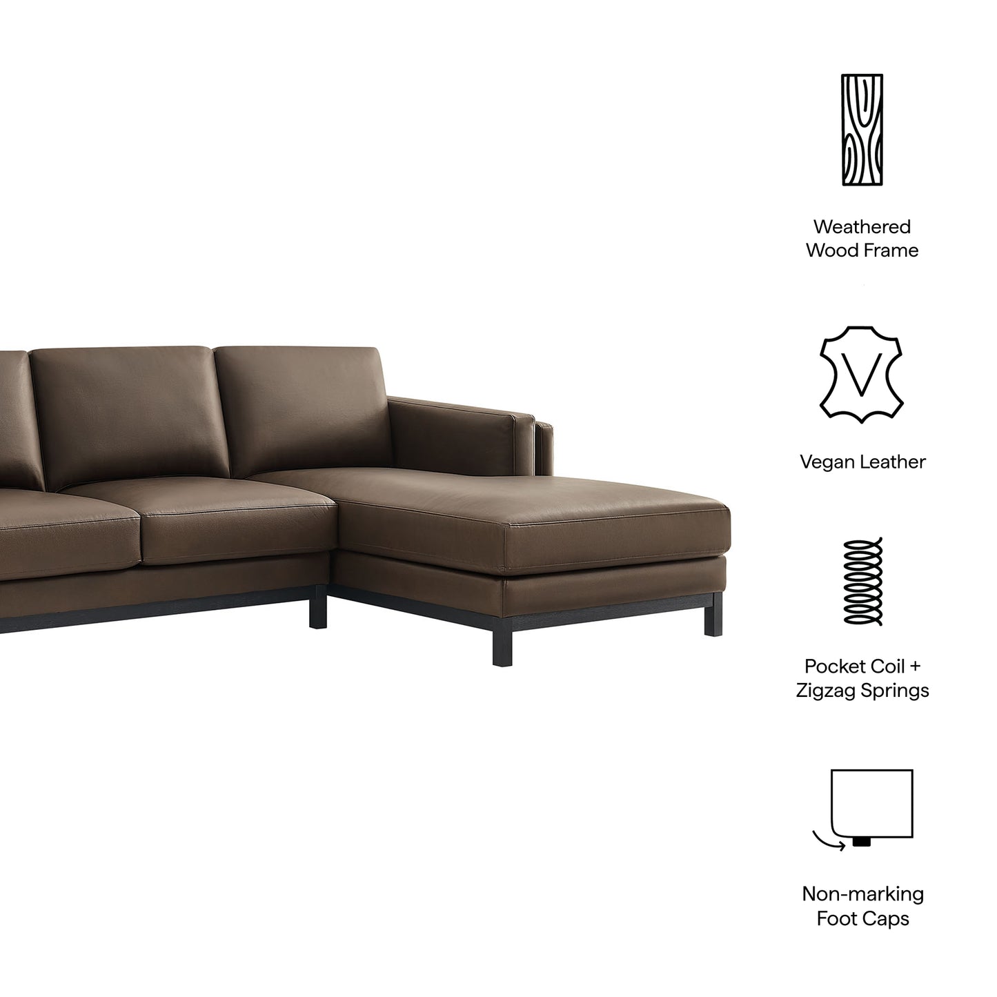 Roscoe Right-Facing Vegan Leather Sectional Sofa with Chaise by Modway EEI-7377