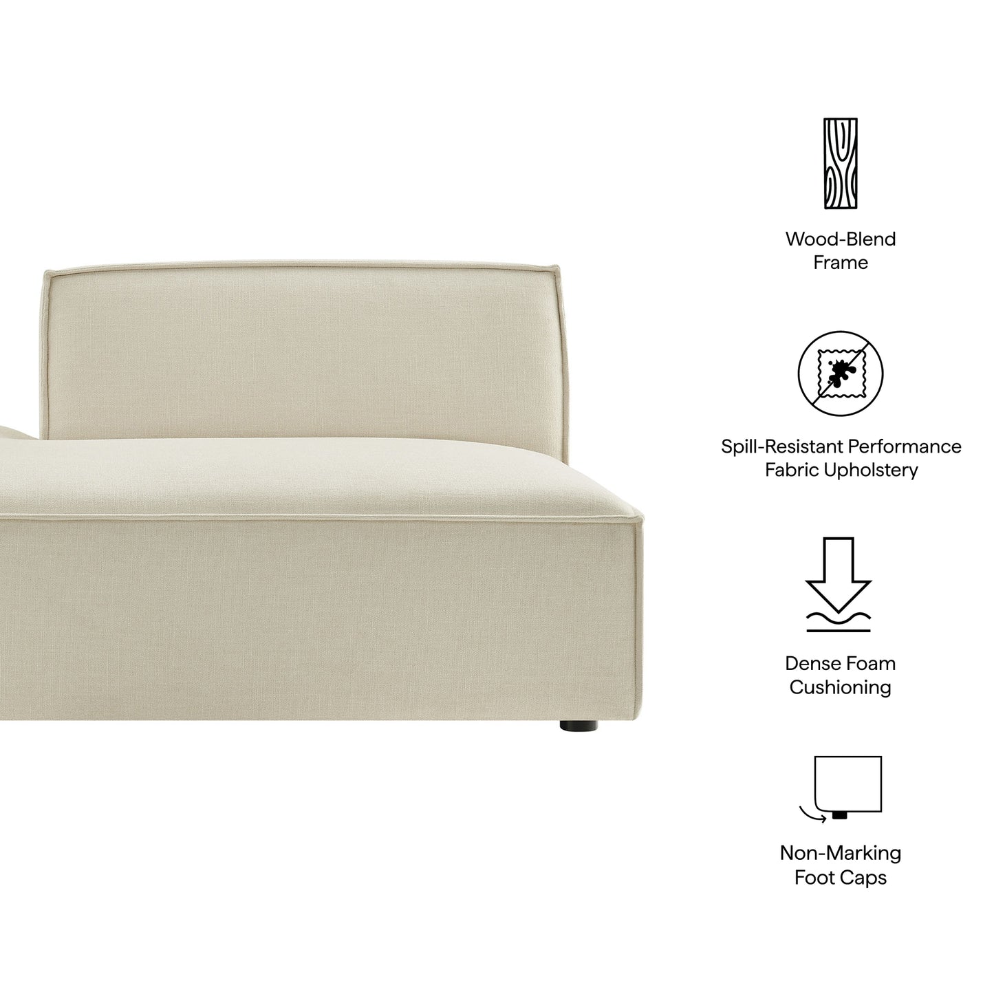Restore Performance Fabric Upholstered Left-Facing Armless Modular Chaise by Modway EEI-7386