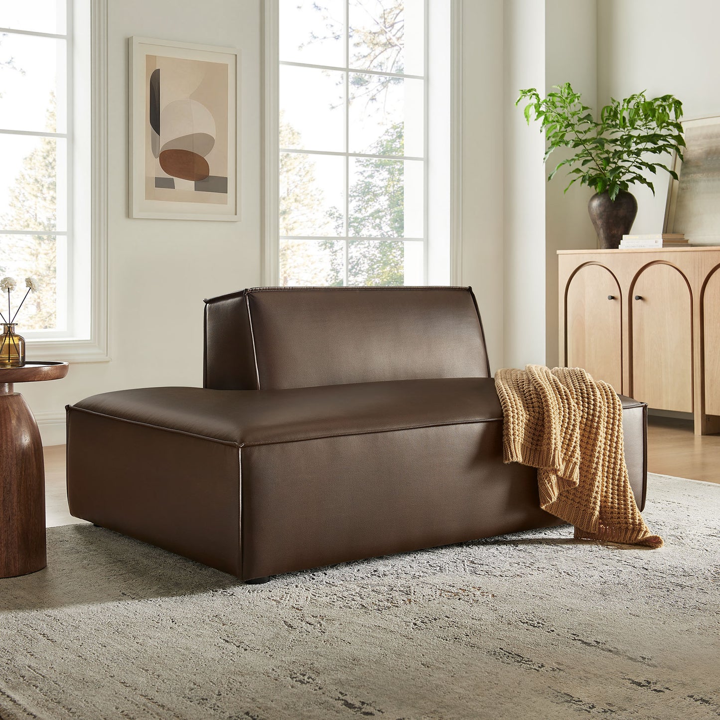 Restore Vegan Leather Left-Facing Armless Modular Chaise by Modway EEI-7387