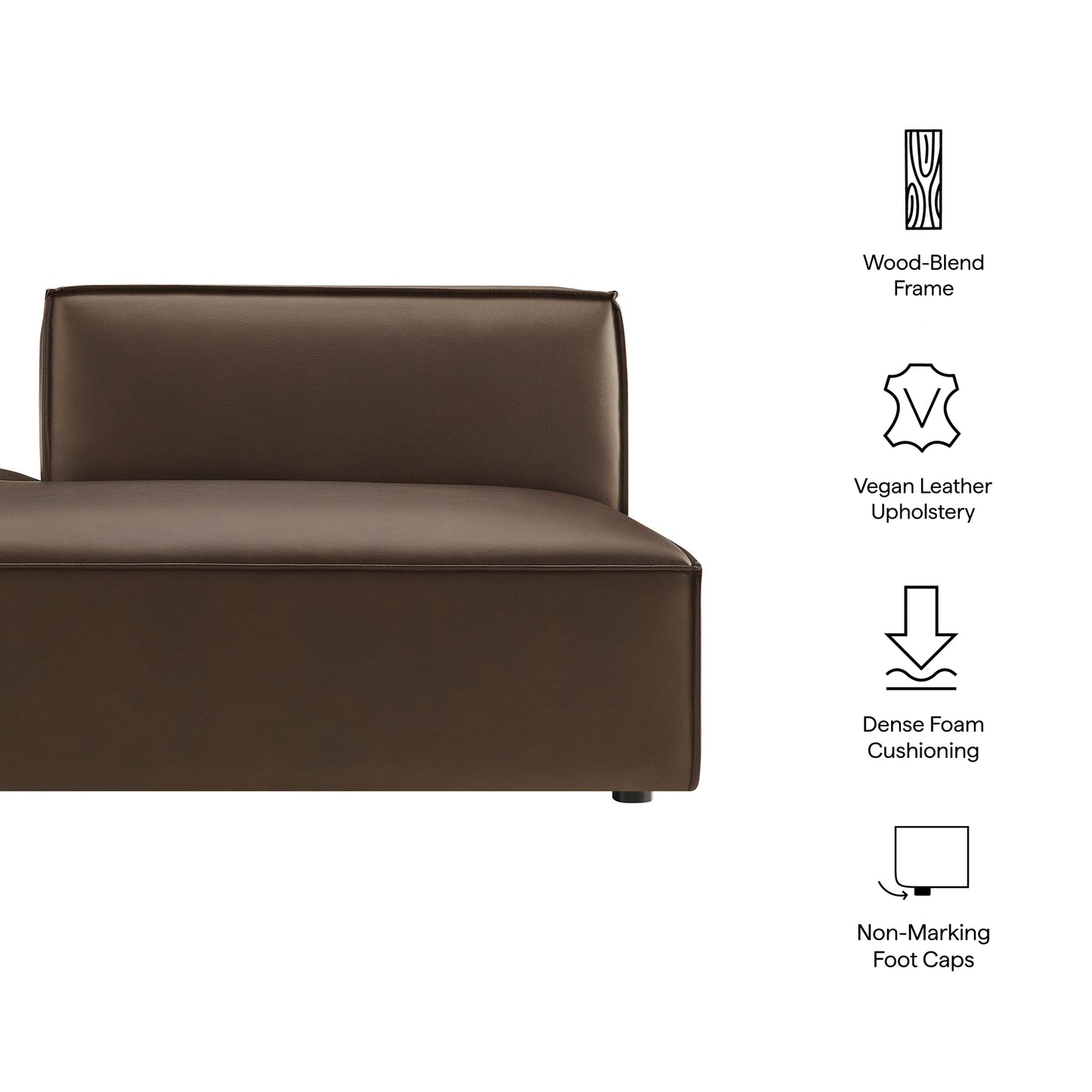Restore Vegan Leather Left-Facing Armless Modular Chaise by Modway EEI-7387