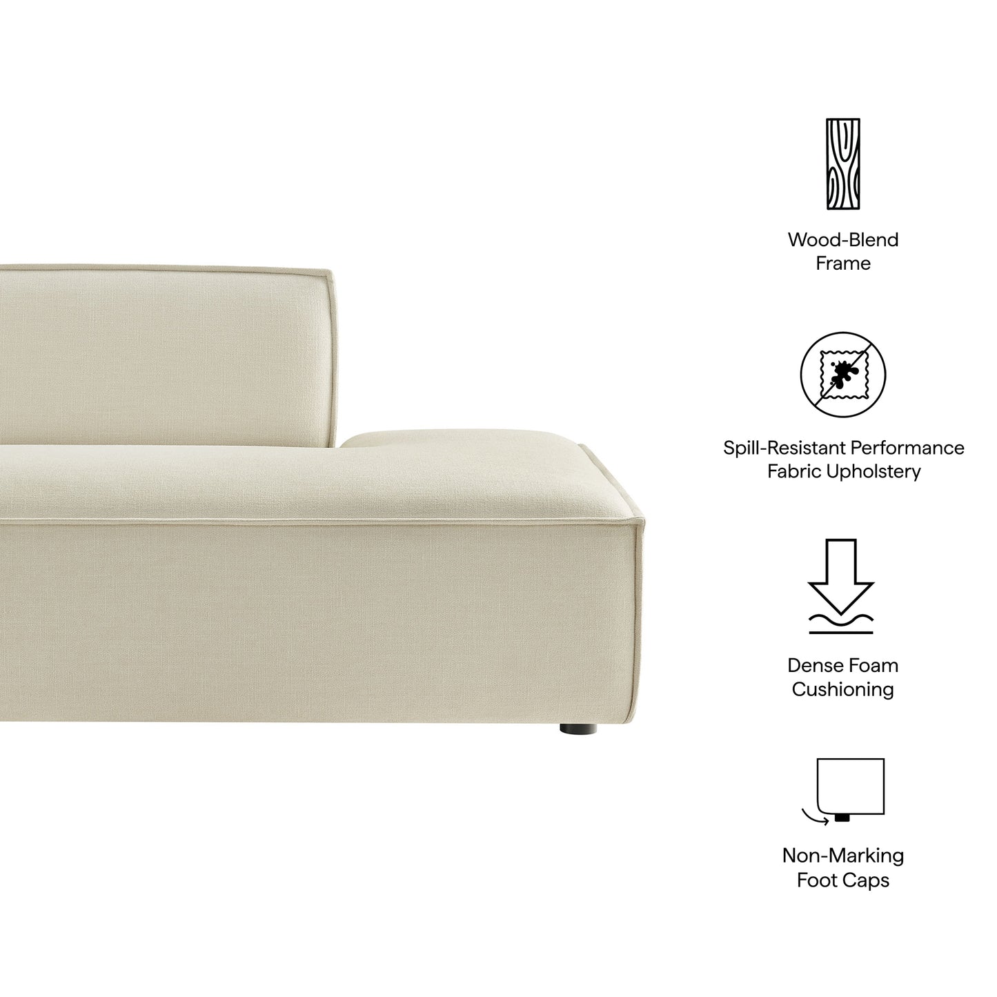 Restore Performance Fabric Upholstered Right-Facing Armless Modular Chaise by Modway EEI-7388