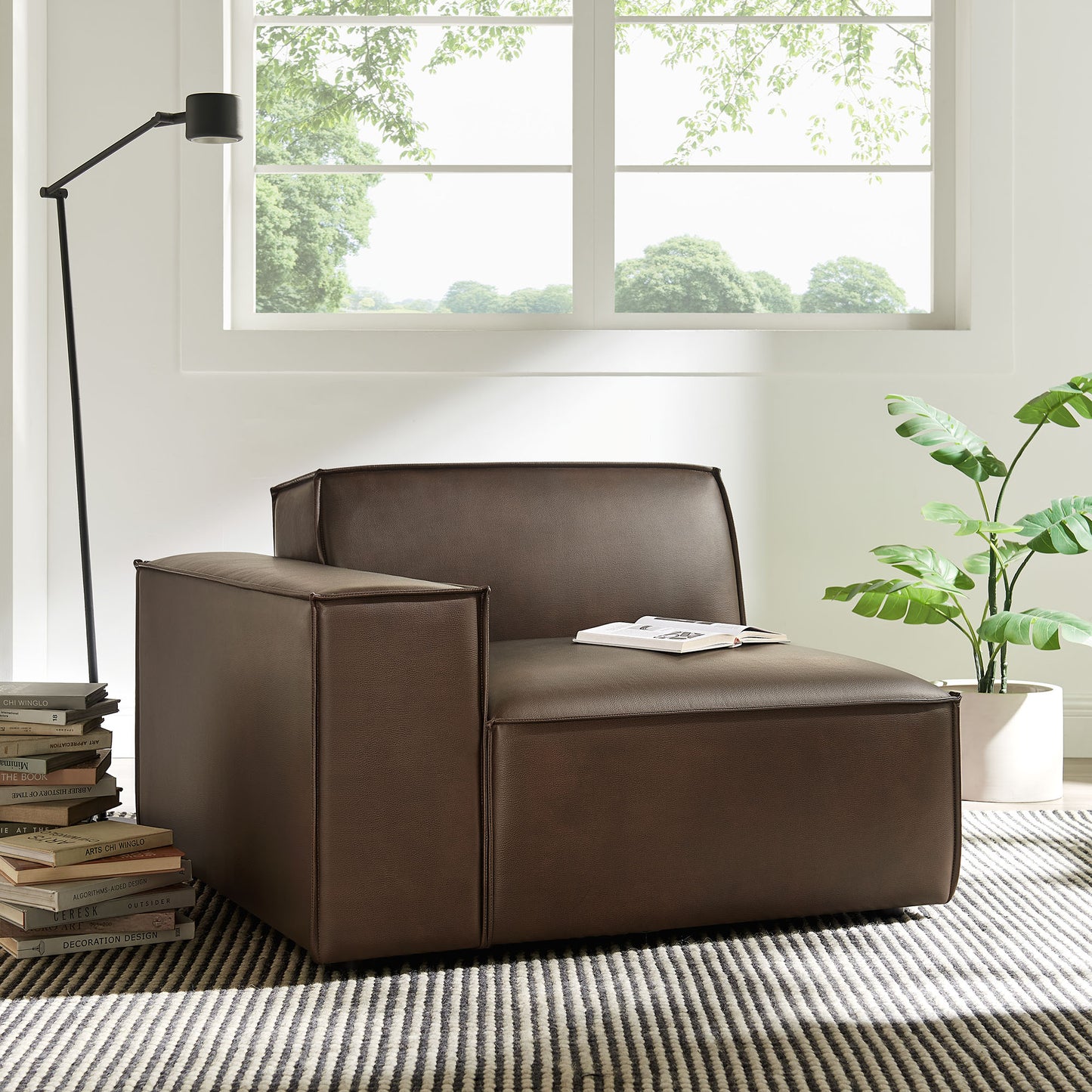 Restore Vegan Leather Left-Facing Modular Lounge Chair by Modway EEI-7400