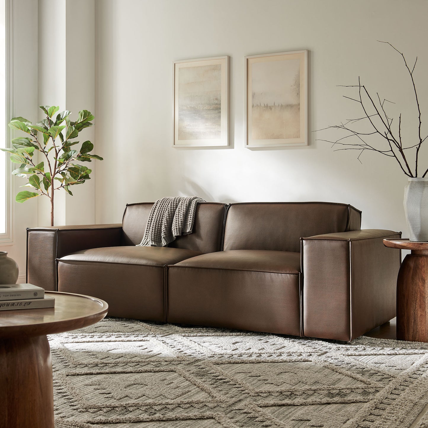 Restore 2-Piece Vegan Leather Modular Loveseat by Modway EEI-7404