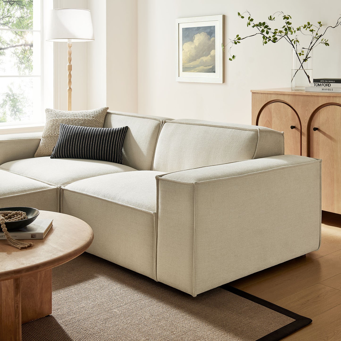 Restore 3-Piece Performance Fabric Upholstered Modular Loveseat with Ottoman by Modway EEI-7405