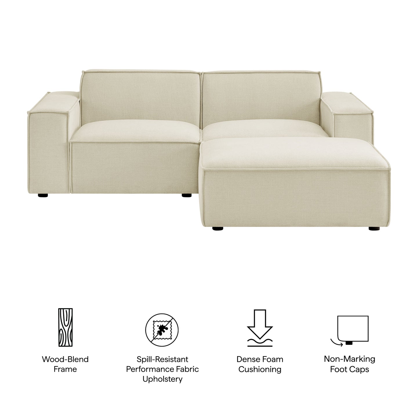 Restore 3-Piece Performance Fabric Upholstered Modular Loveseat with Ottoman by Modway EEI-7405