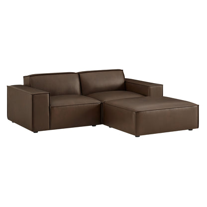 Restore 3-Piece Vegan Leather Modular Loveseat with Ottoman by Modway EEI-7406