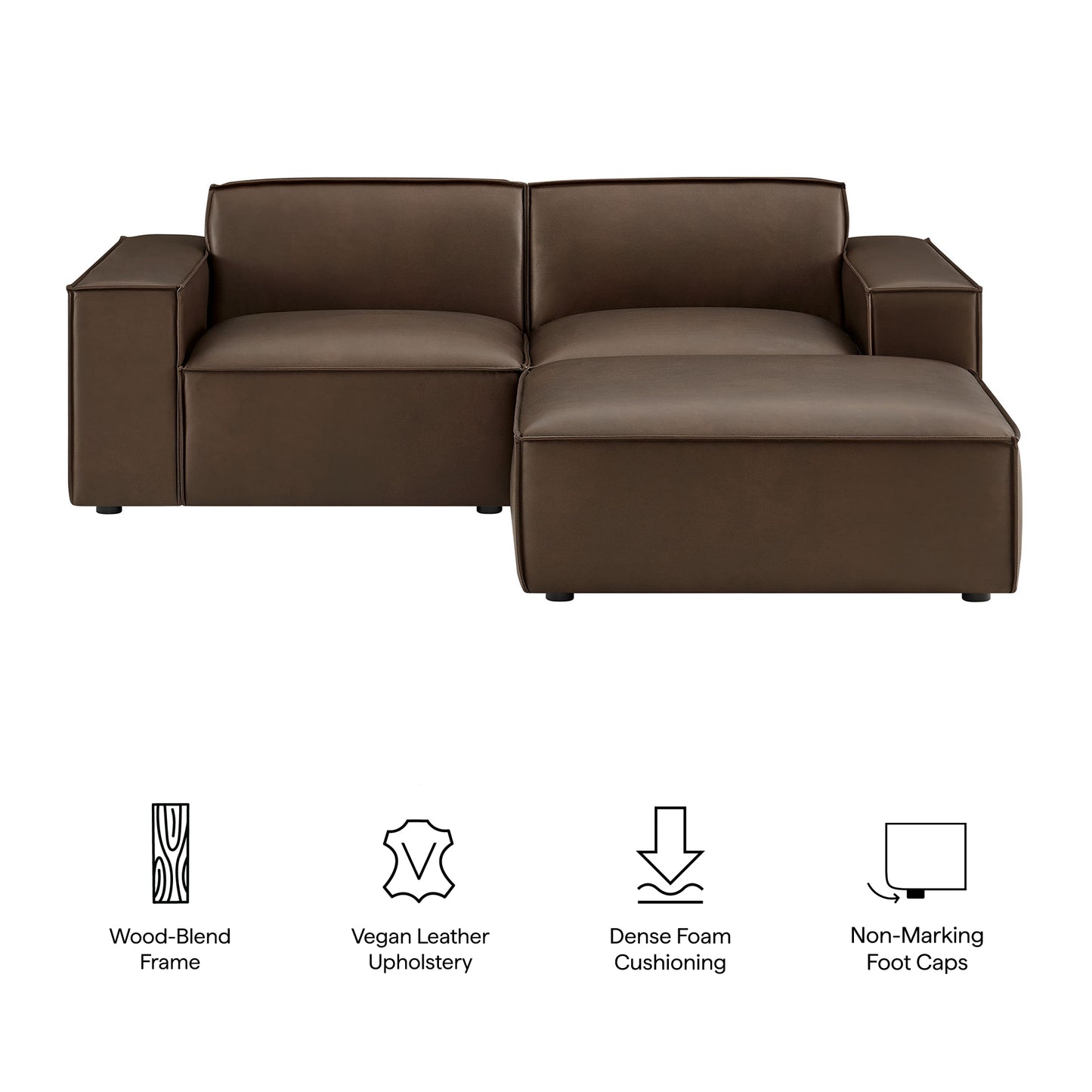 Restore 3-Piece Vegan Leather Modular Loveseat with Ottoman by Modway EEI-7406