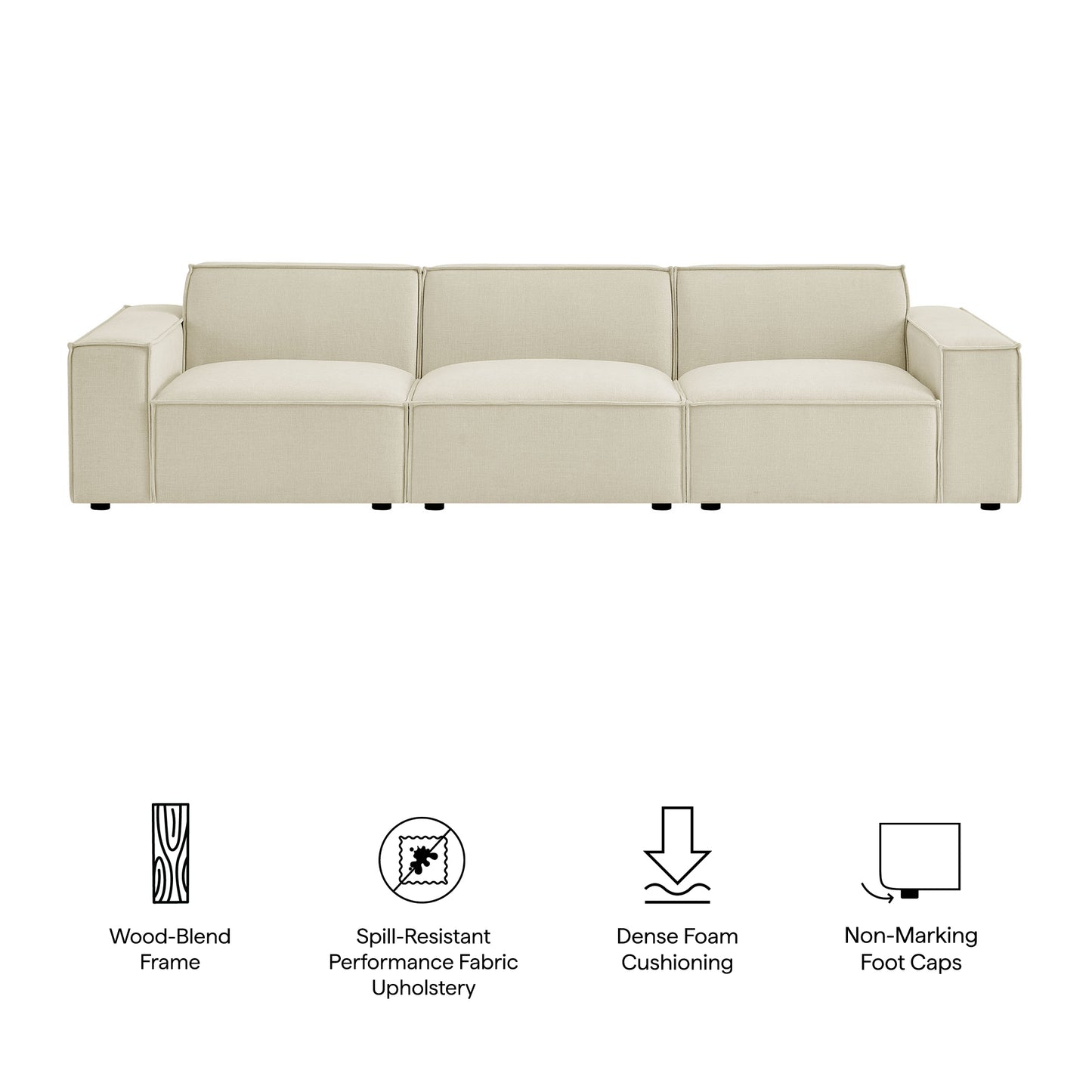 Restore 3-Piece Performance Fabric Upholstered Modular Sofa Set by Modway EEI-7407