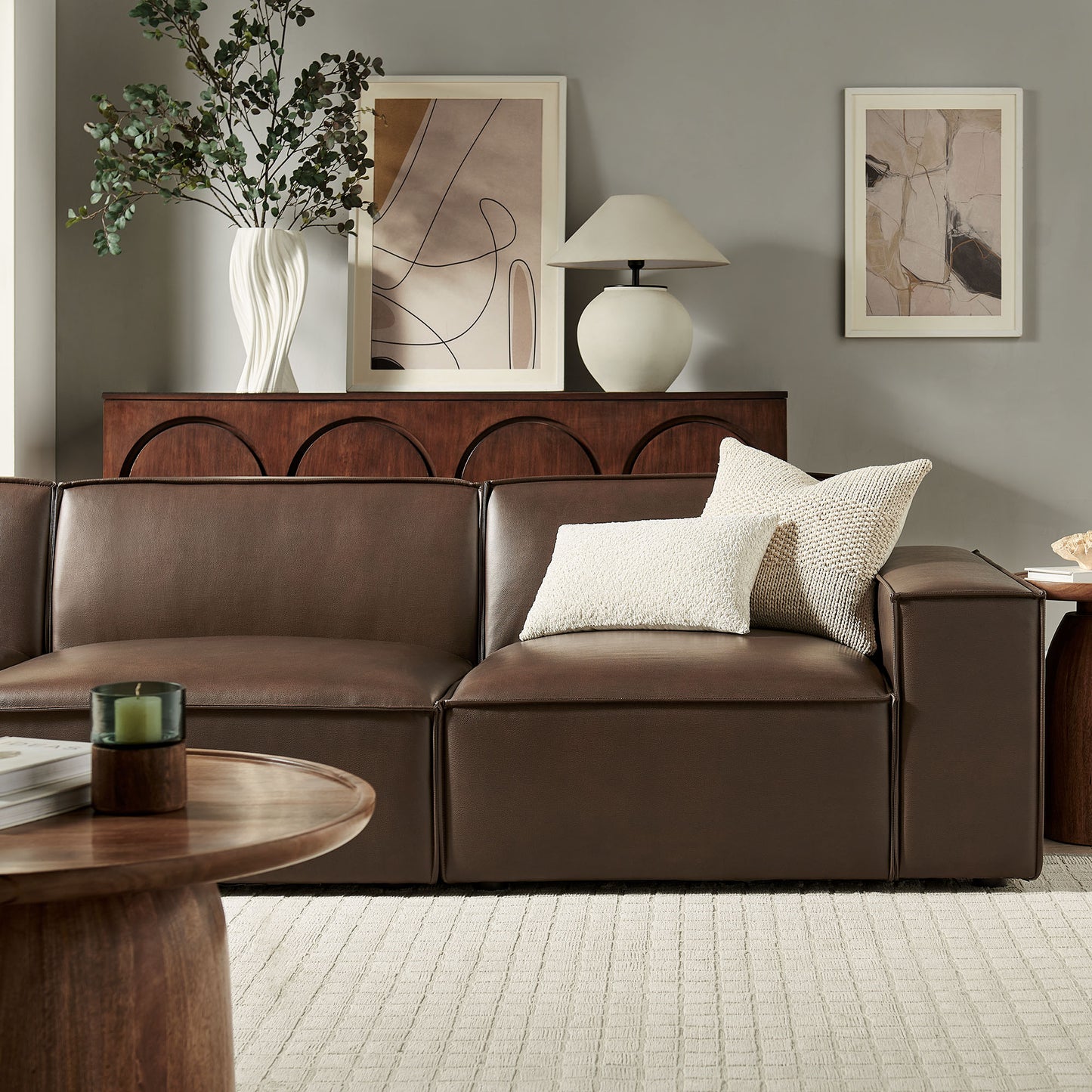 Restore 3-Piece Vegan Leather Modular Sofa Set by Modway EEI-7408