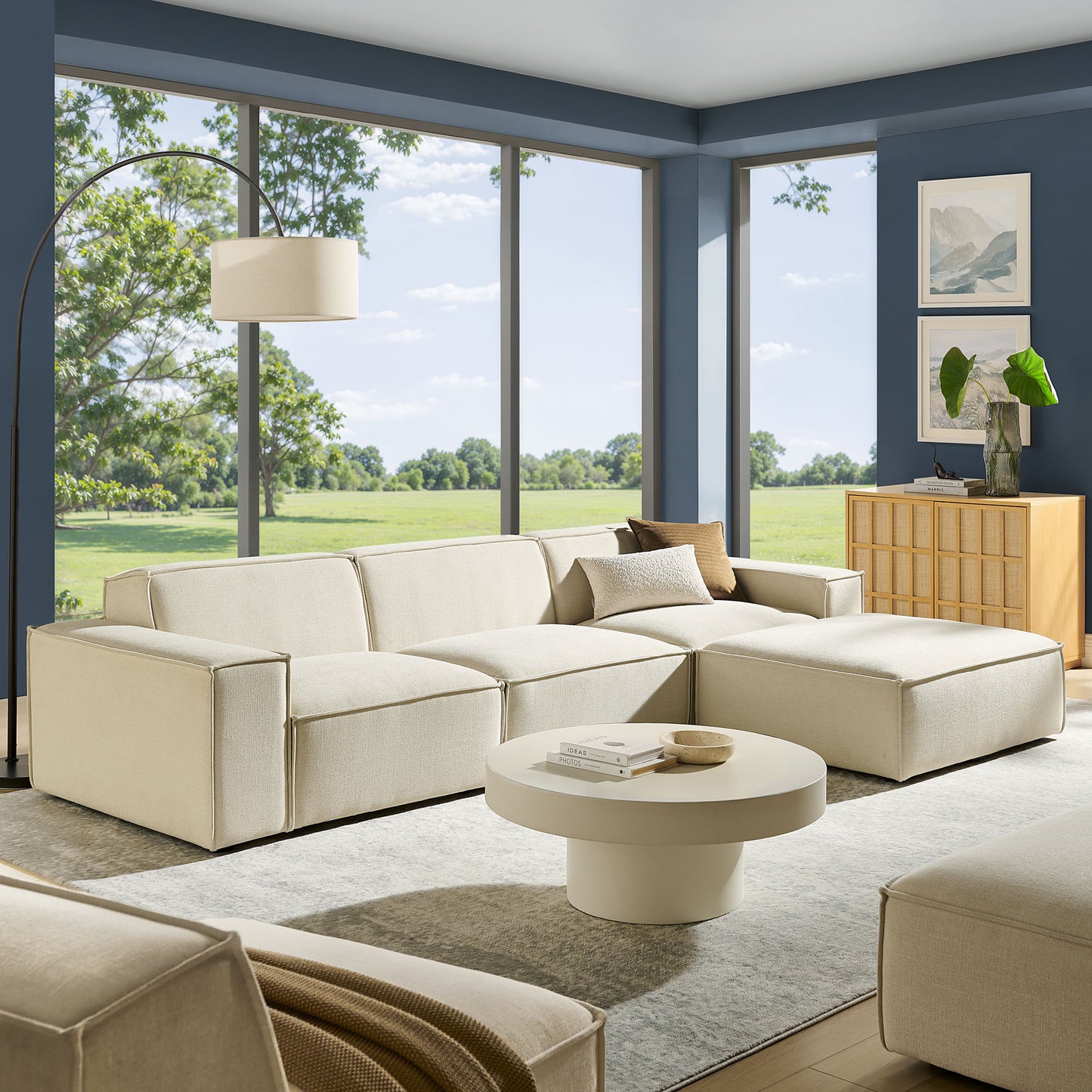 Restore 4-Piece Performance Fabric Upholstered Modular Sofa Set with Ottoman by Modway EEI-7409