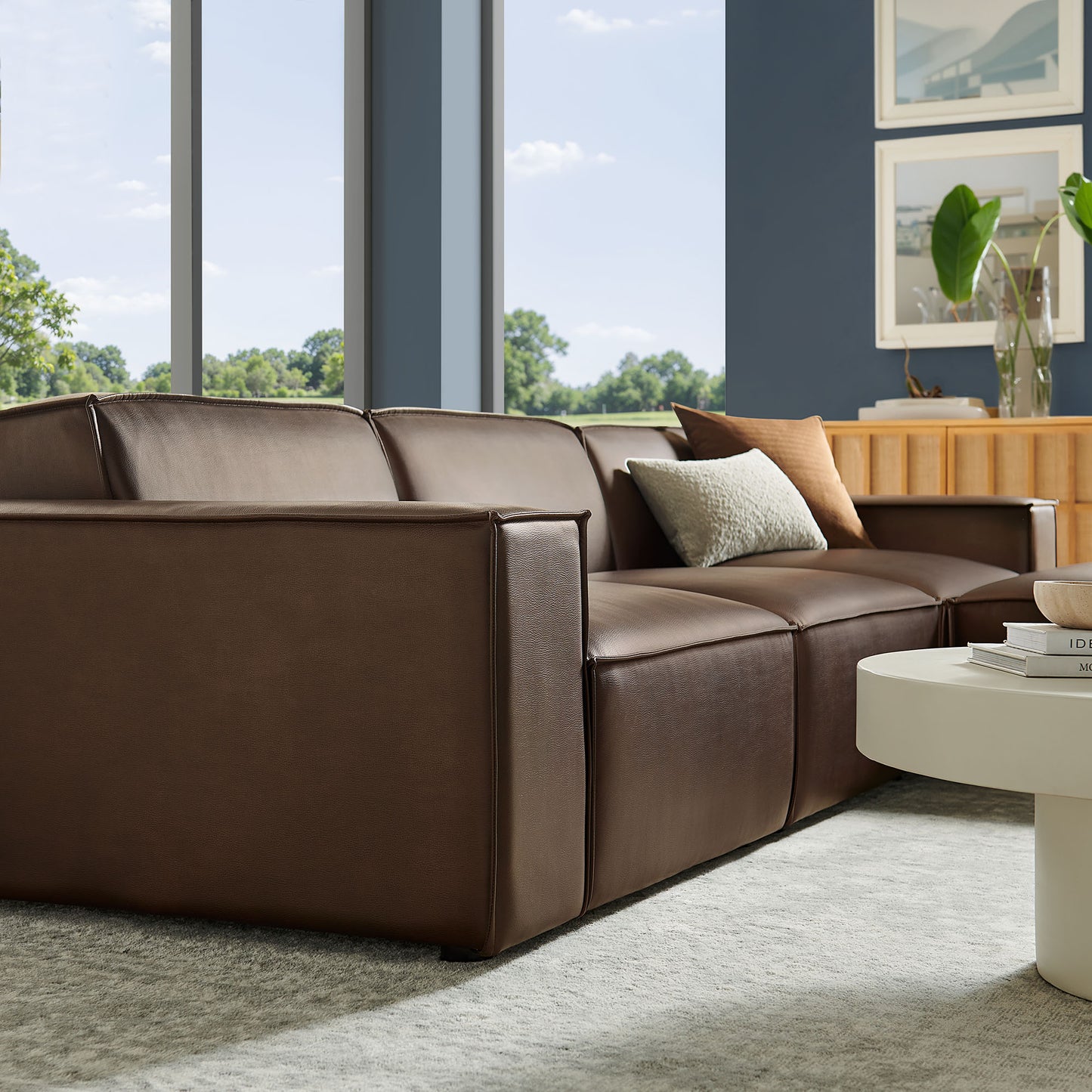Restore 4-Piece Vegan Leather Modular Sofa Set with Ottoman by Modway EEI-7410