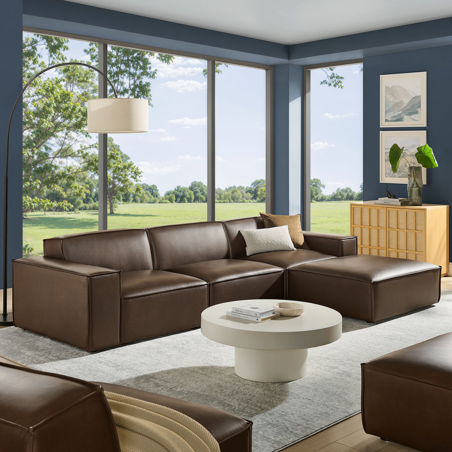 Restore 4-Piece Vegan Leather Modular Sofa Set with Ottoman by Modway EEI-7410