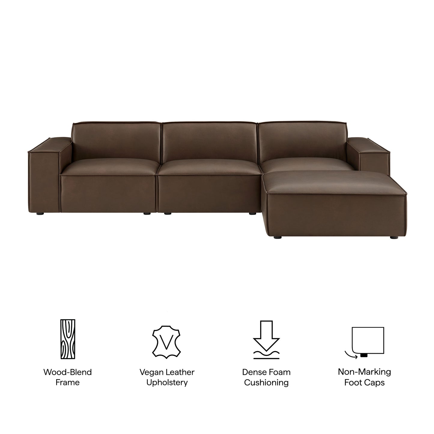 Restore 4-Piece Vegan Leather Modular Sofa Set with Ottoman by Modway EEI-7410