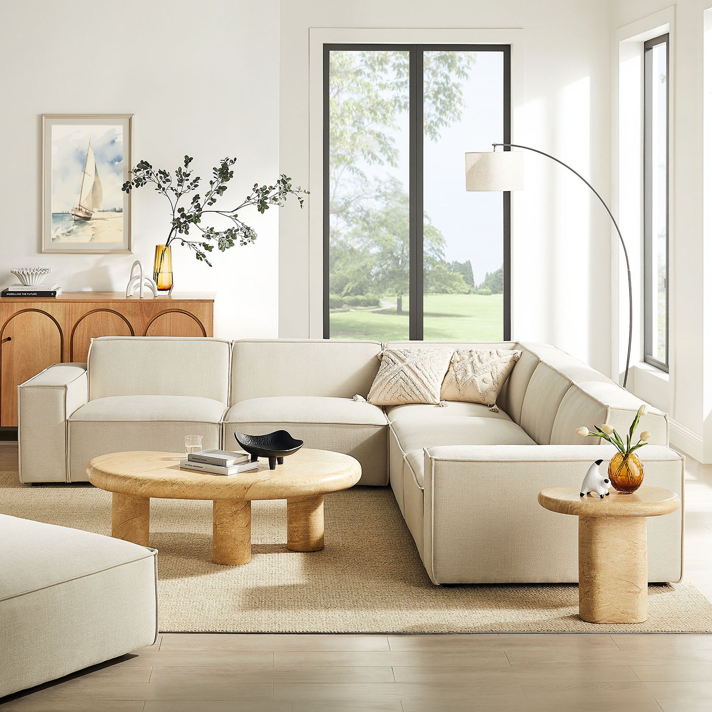 Restore 5-Piece Performance Fabric Upholstered Modular L-Shaped Sofa by Modway EEI-7411