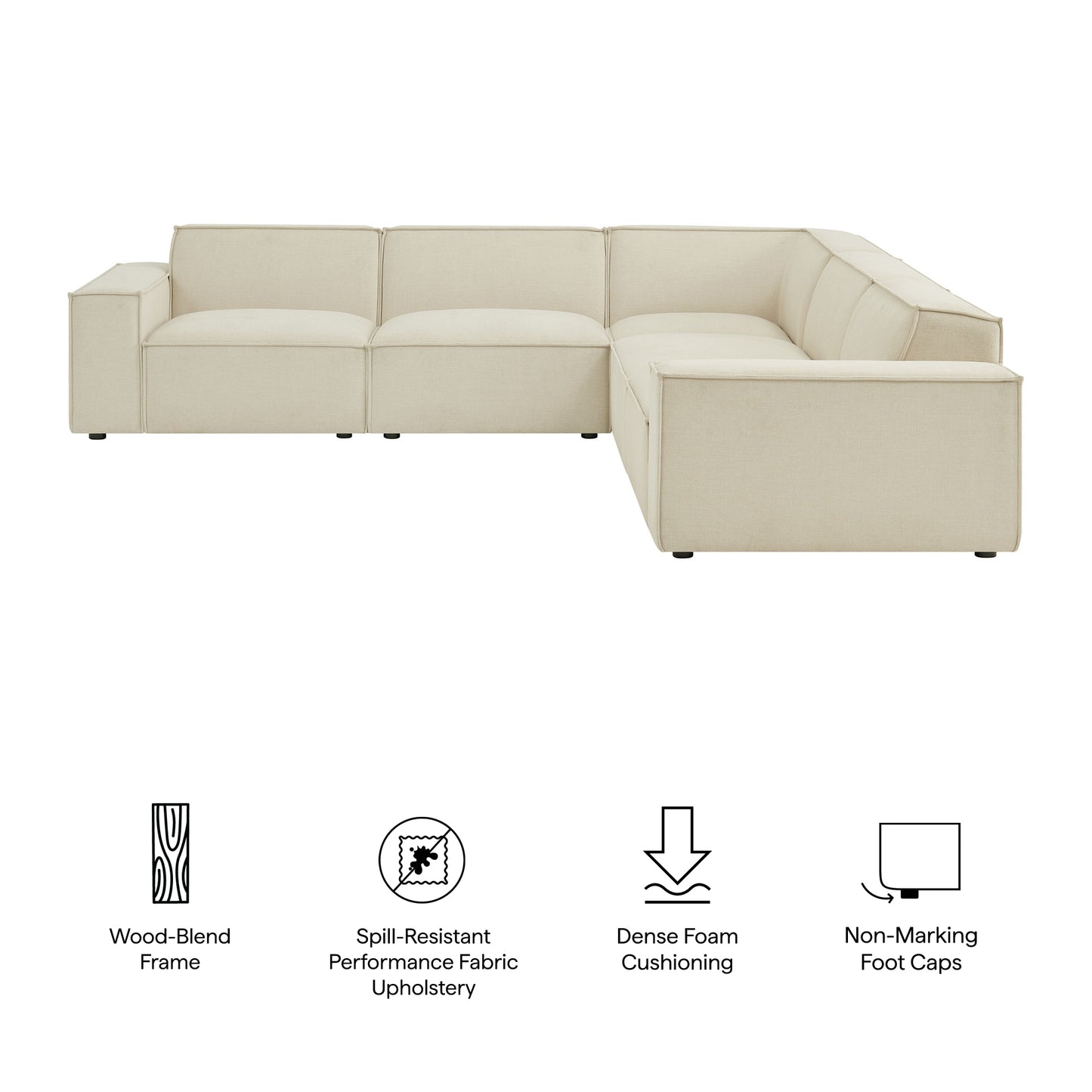 Restore 5-Piece Performance Fabric Upholstered Modular L-Shaped Sofa by Modway EEI-7411