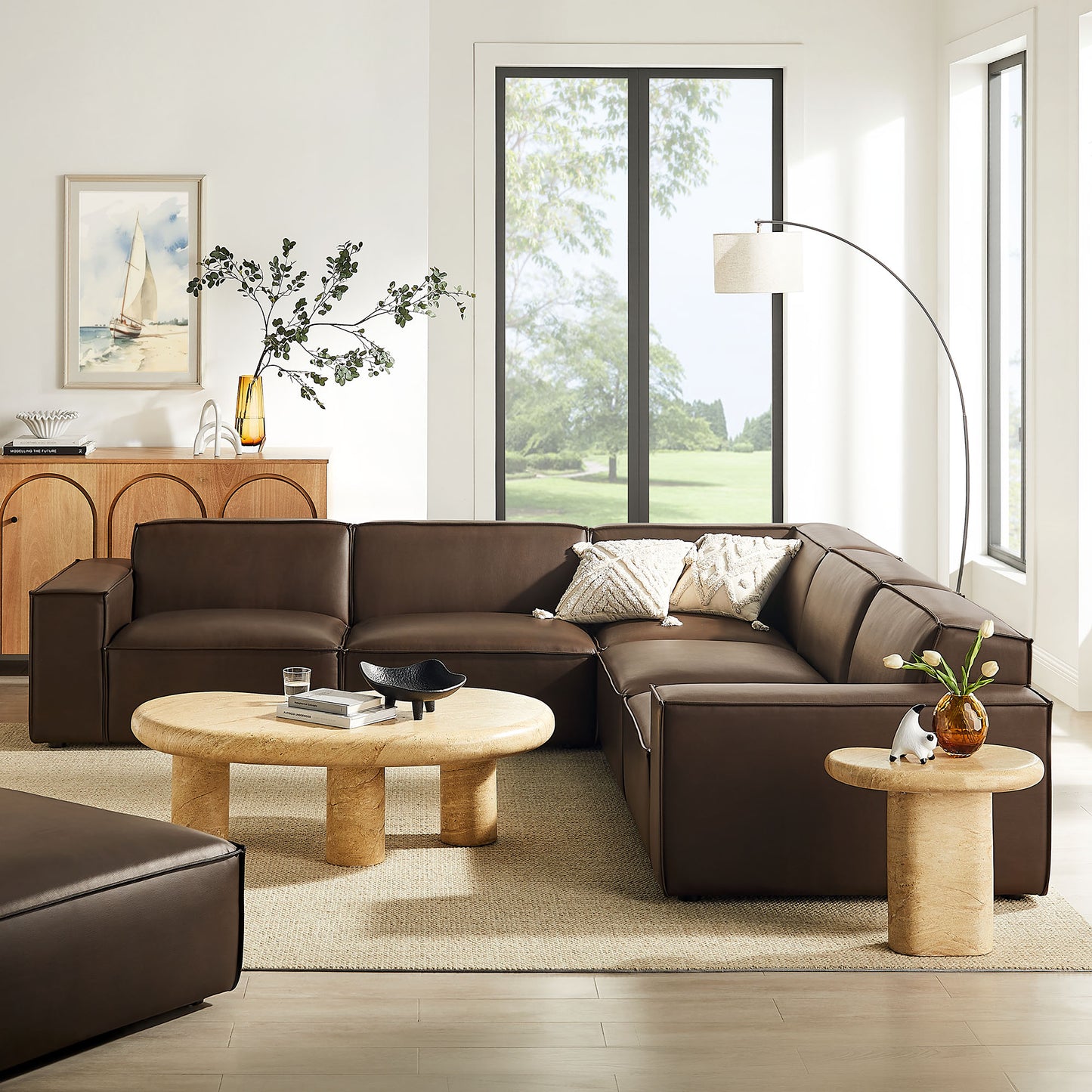 Restore 5-Piece Vegan Leather Modular L-Shaped Sofa by Modway EEI-7412