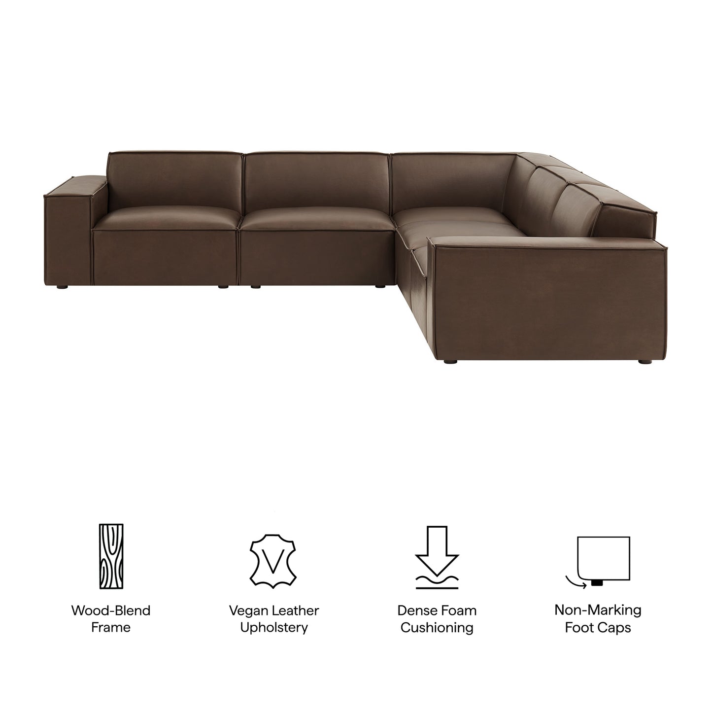 Restore 5-Piece Vegan Leather Modular L-Shaped Sofa by Modway EEI-7412
