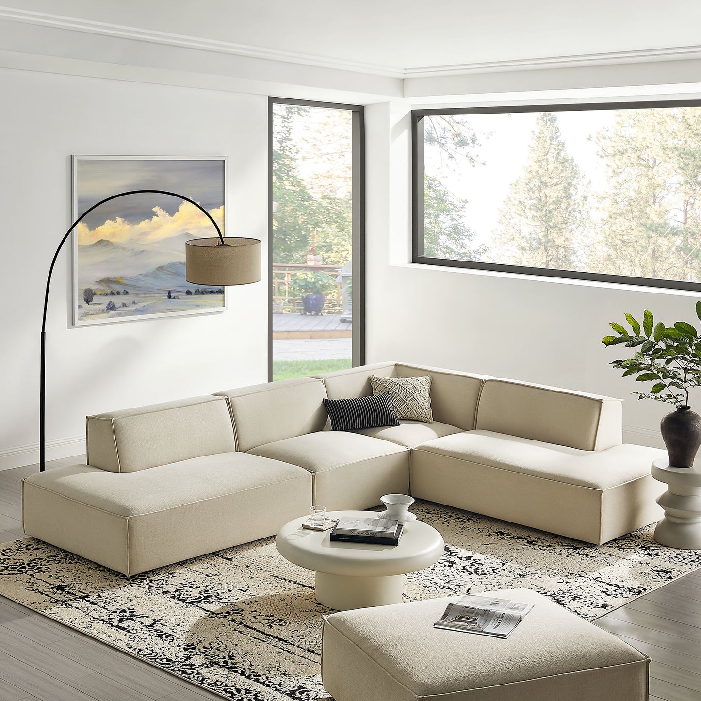 Restore 4-Piece Performance Fabric Upholstered Modular L-Shaped Armless Sectional Sofa by Modway EEI-7413