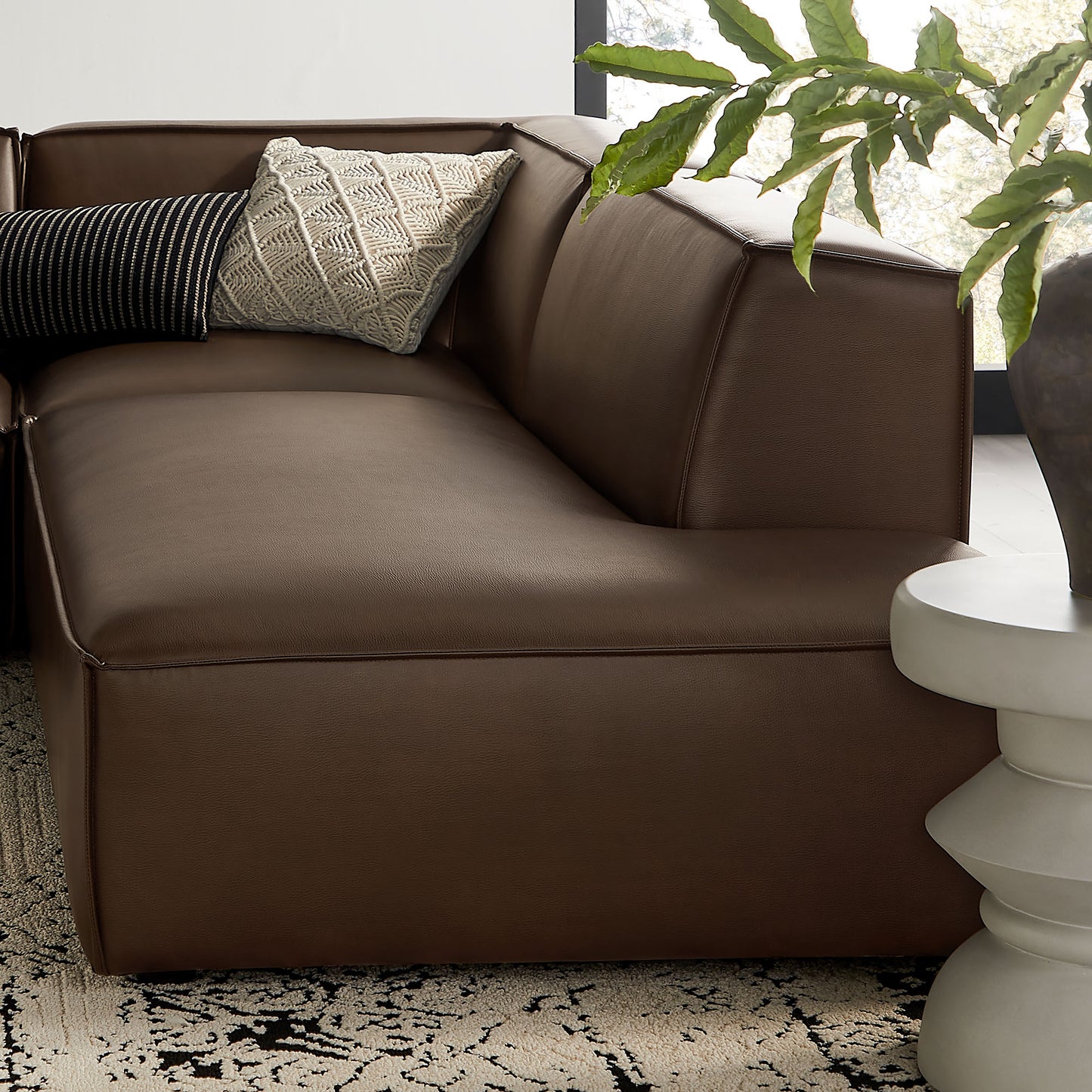 Restore 4-Piece Vegan Leather Modular L-Shaped Armless Sectional Sofa by Modway EEI-7414