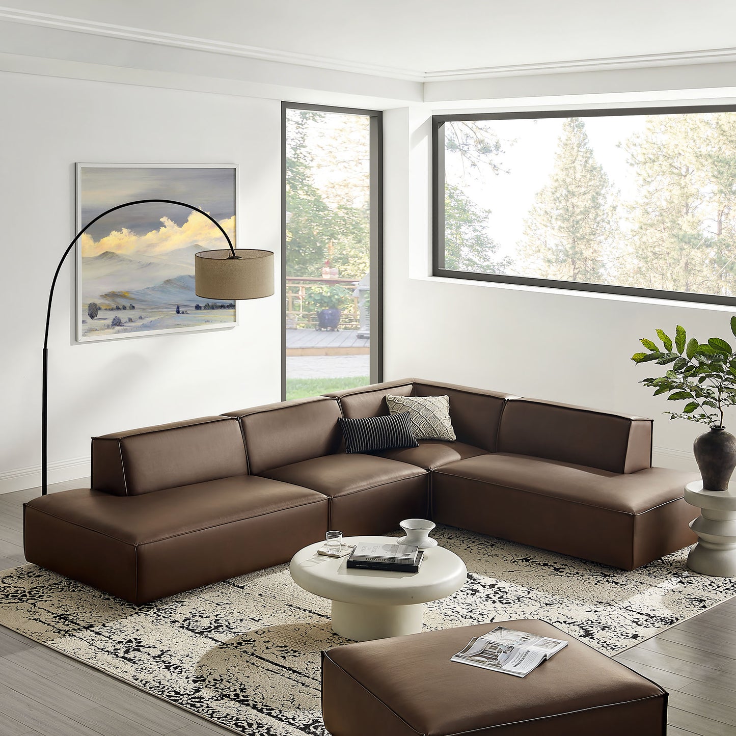Restore 4-Piece Vegan Leather Modular L-Shaped Armless Sectional Sofa by Modway EEI-7414