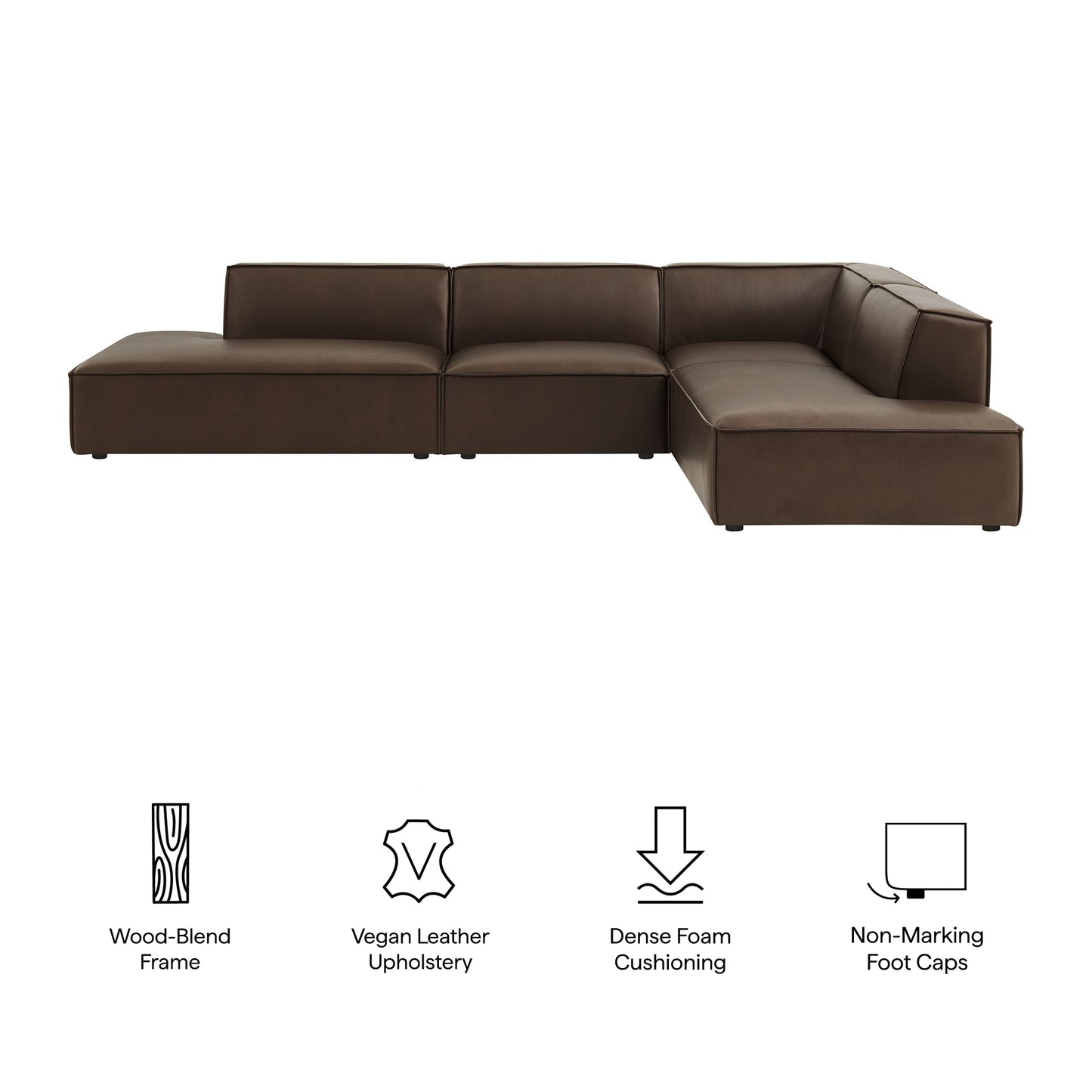 Restore 4-Piece Vegan Leather Modular L-Shaped Armless Sectional Sofa by Modway EEI-7414