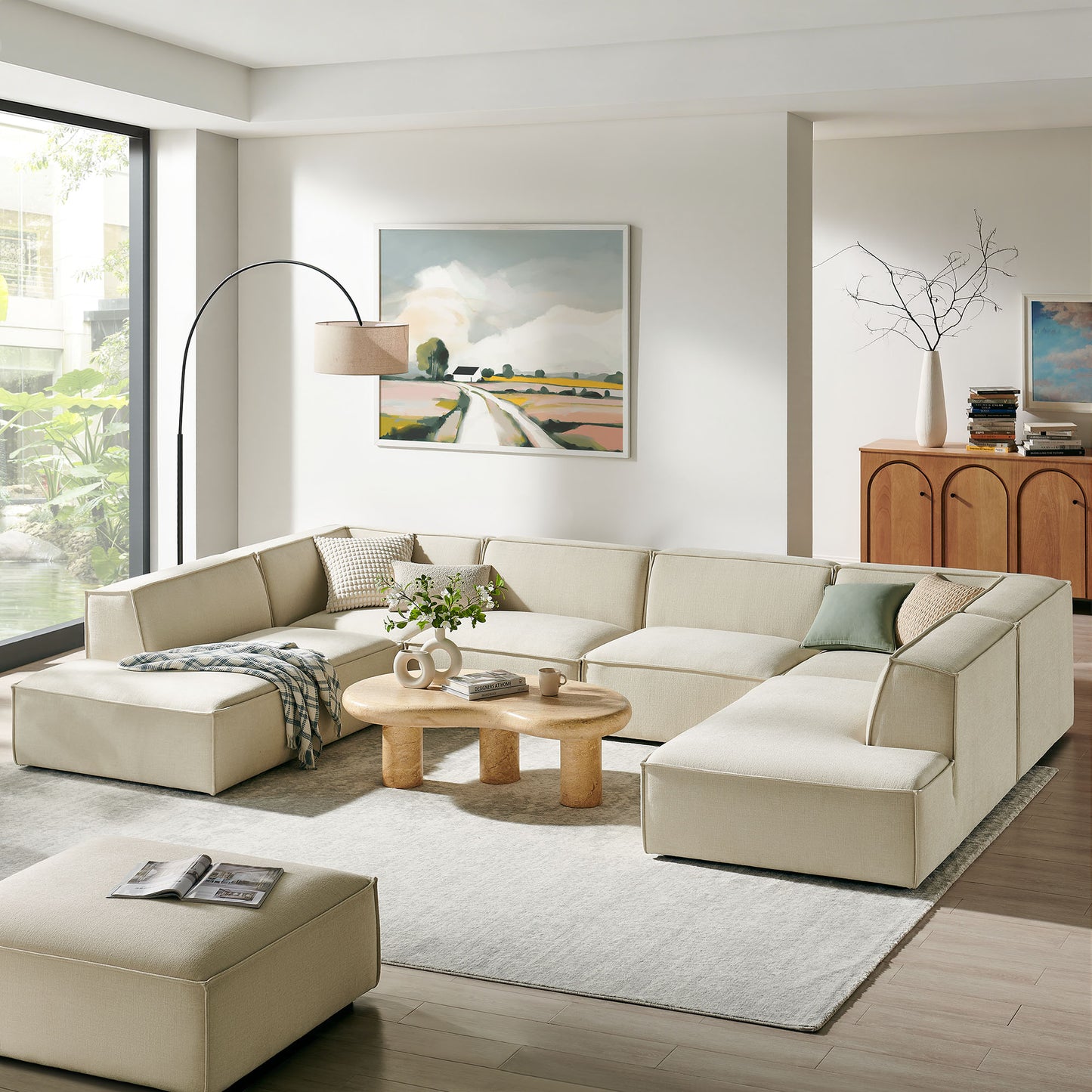 Restore 6-Piece Performance Fabric Upholstered U-Shaped Sectional Sofa by Modway EEI-7415