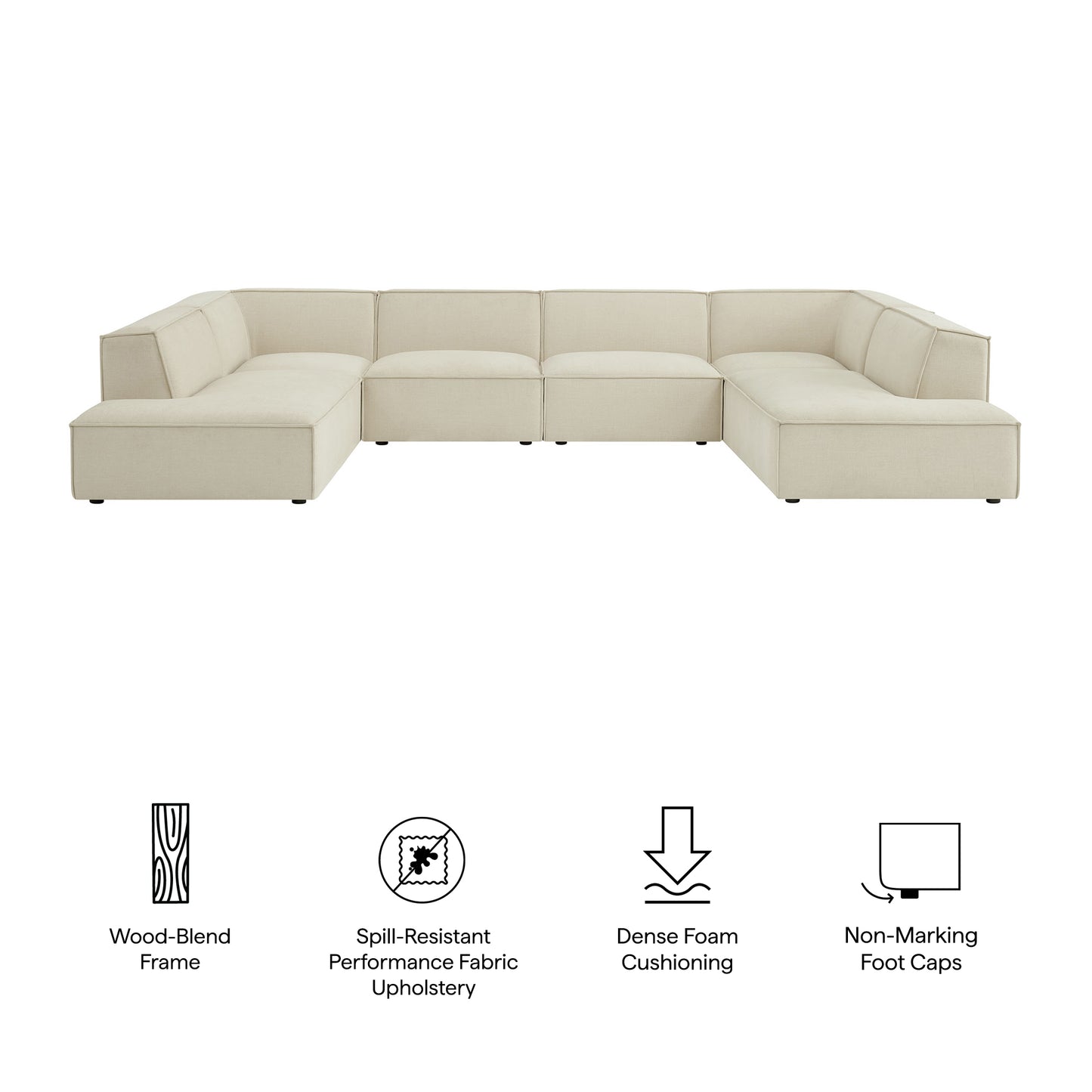 Restore 6-Piece Performance Fabric Upholstered U-Shaped Sectional Sofa by Modway EEI-7415