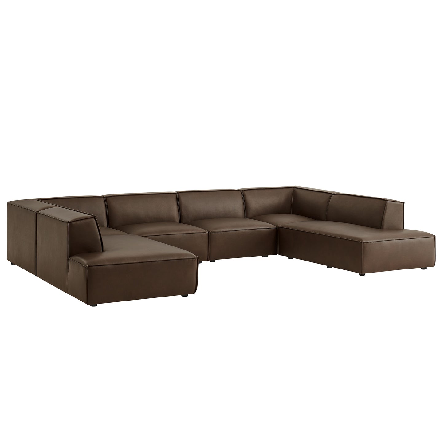 Restore 6-Piece Vegan Leather U-Shaped Armless Sectional Sofa by Modway EEI-7416