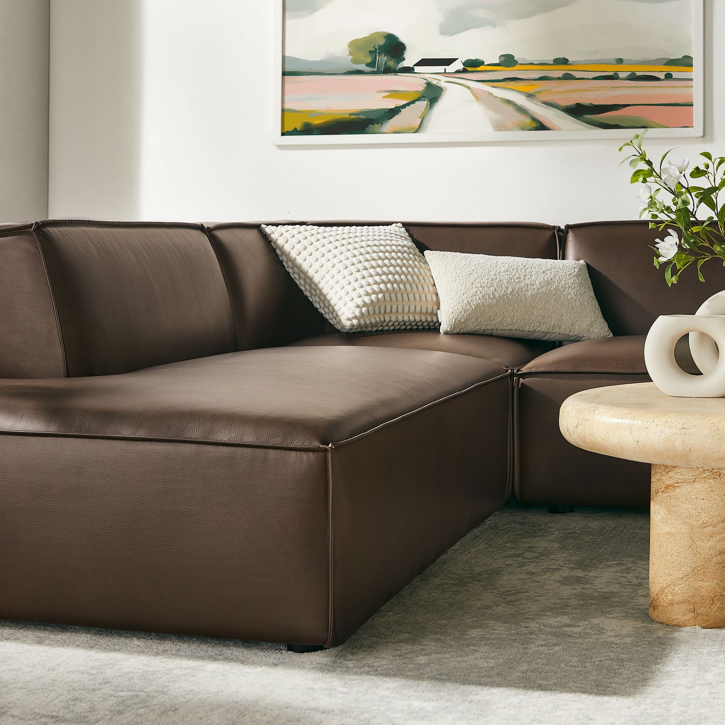 Restore 6-Piece Vegan Leather U-Shaped Armless Sectional Sofa by Modway EEI-7416
