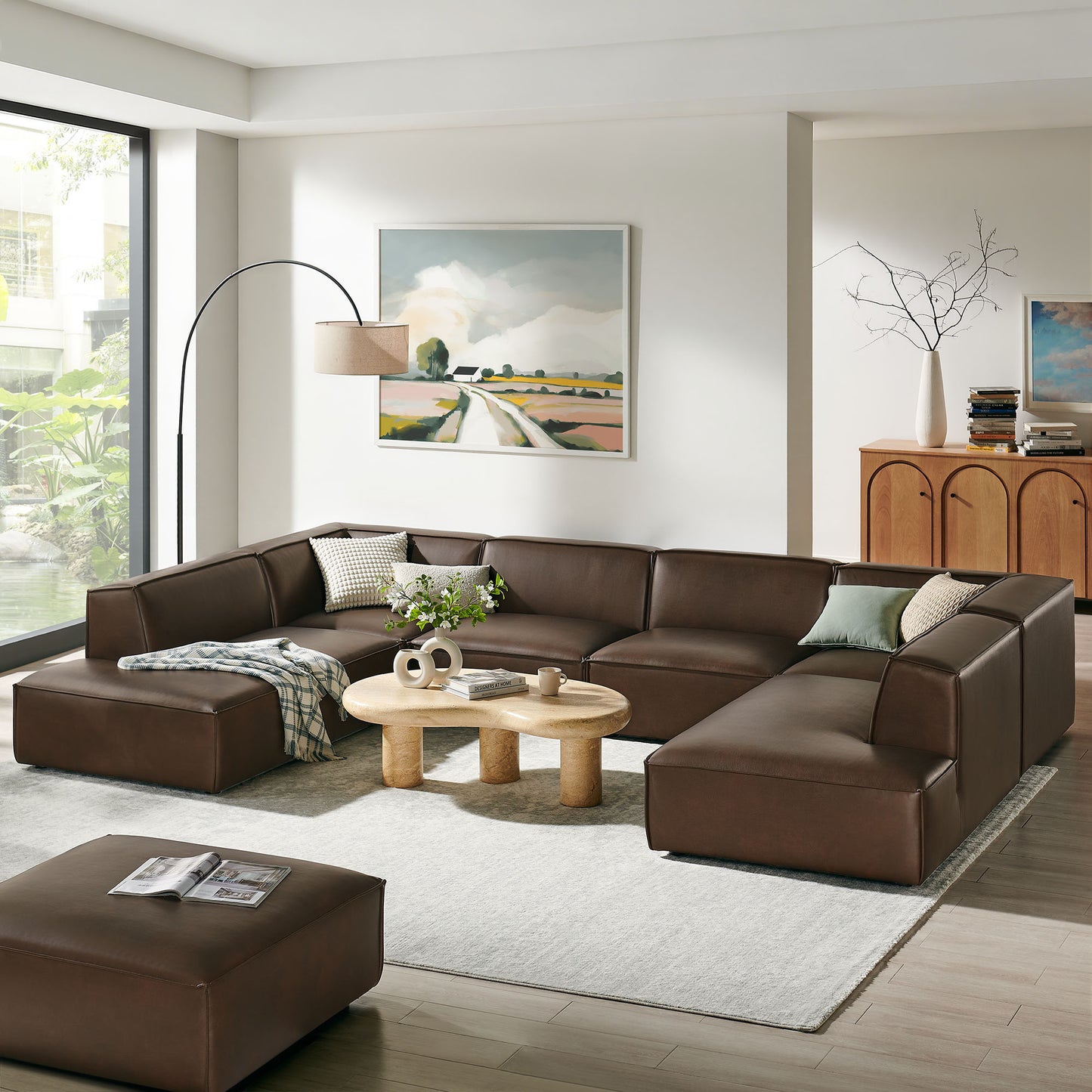 Restore 6-Piece Vegan Leather U-Shaped Armless Sectional Sofa by Modway EEI-7416