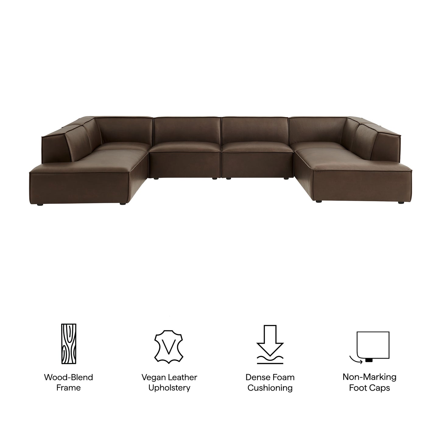 Restore 6-Piece Vegan Leather U-Shaped Armless Sectional Sofa by Modway EEI-7416