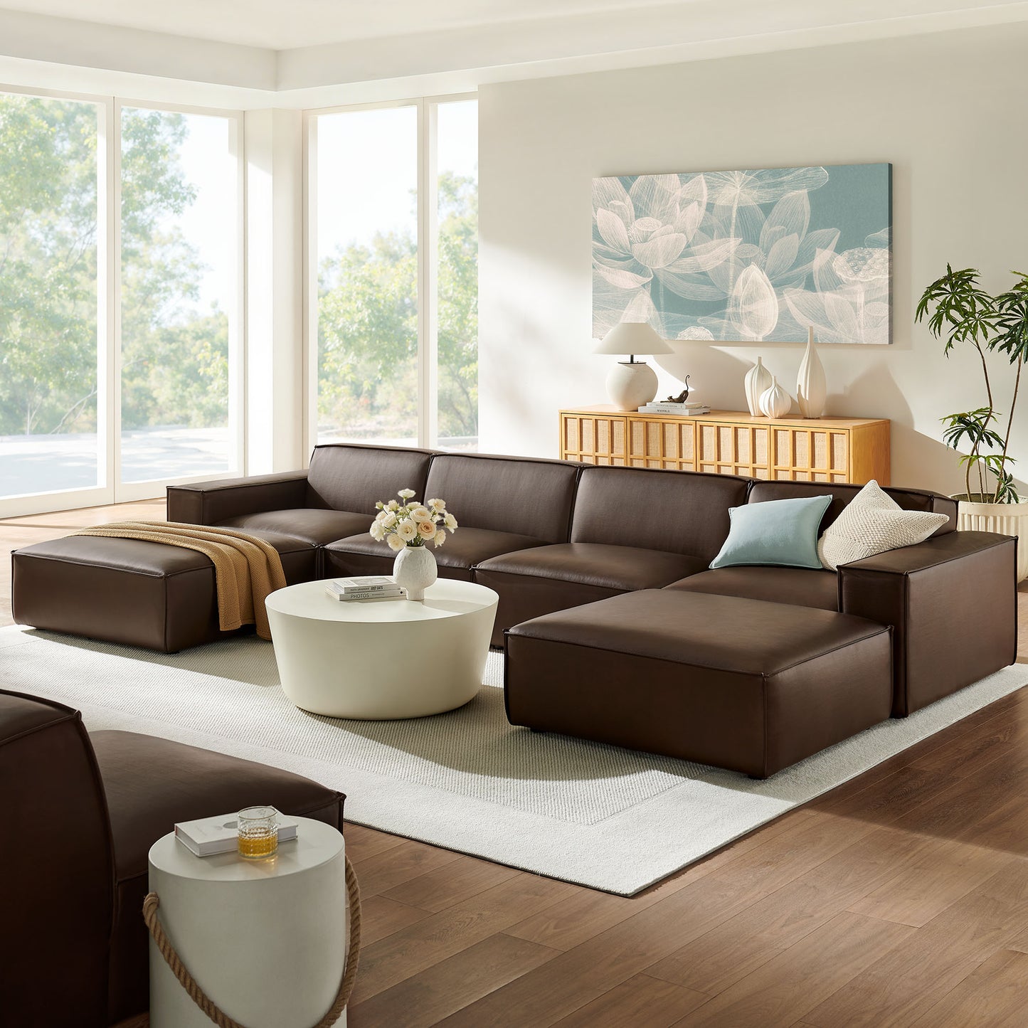 Restore 6-Piece Vegan Leather Modular Sectional Sofa by Modway EEI-7418