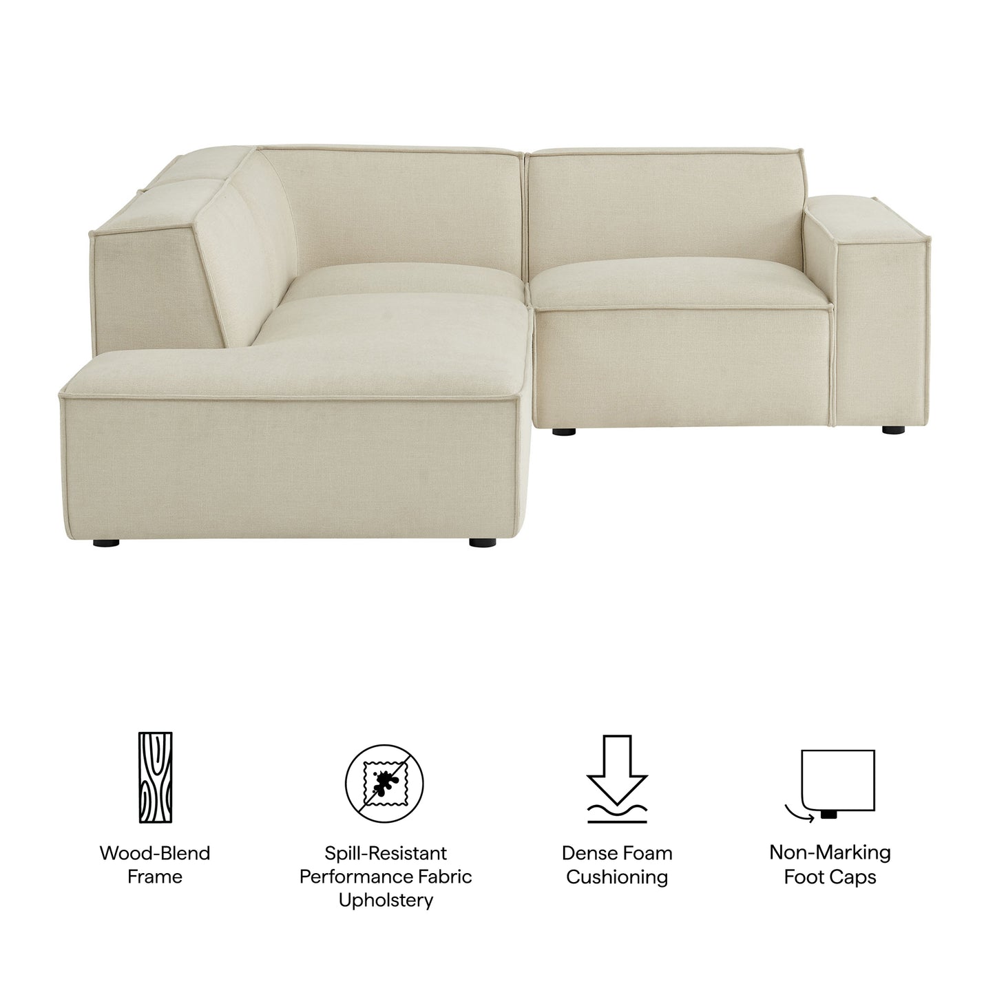 Restore 3-Piece Performance Fabric Upholstered Modular L-Shaped Sectional Sofa by Modway EEI-7419