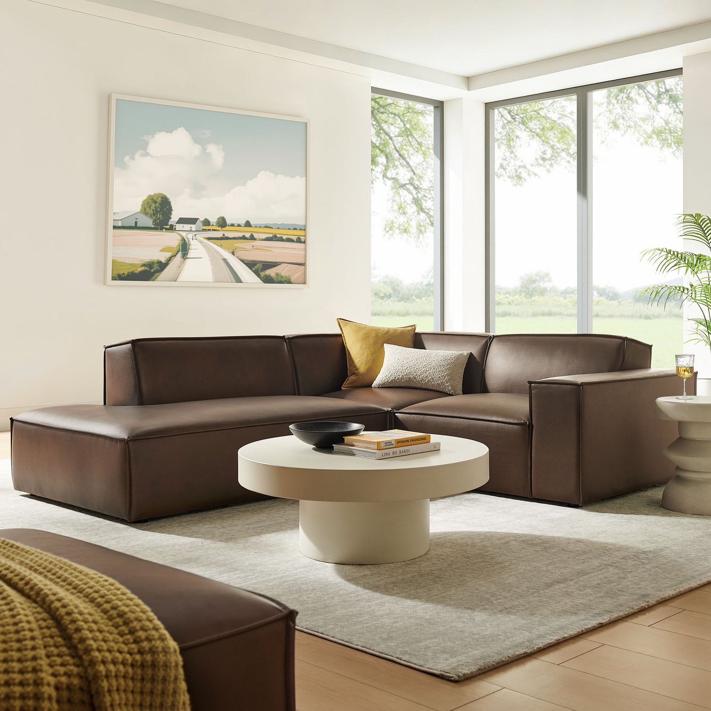 Restore 3-Piece Vegan Leather Modular L-Shaped Sectional Sofa by Modway EEI-7420