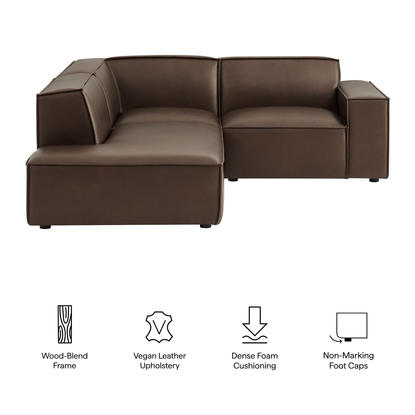 Restore 3-Piece Vegan Leather Modular L-Shaped Sectional Sofa by Modway EEI-7420