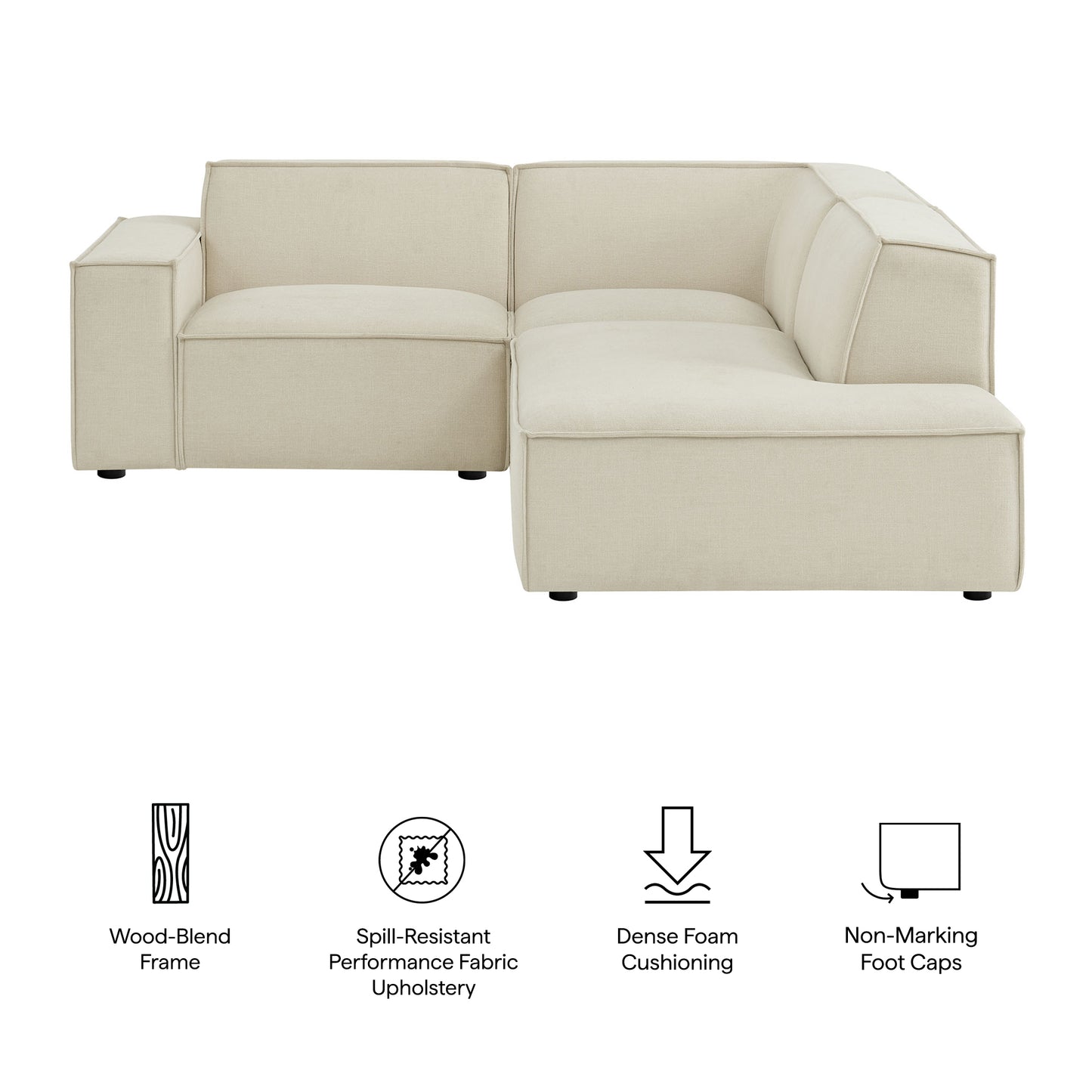 Restore 3-Piece Performance Fabric Upholstered Modular L-Shaped Sectional Sofa by Modway EEI-7421