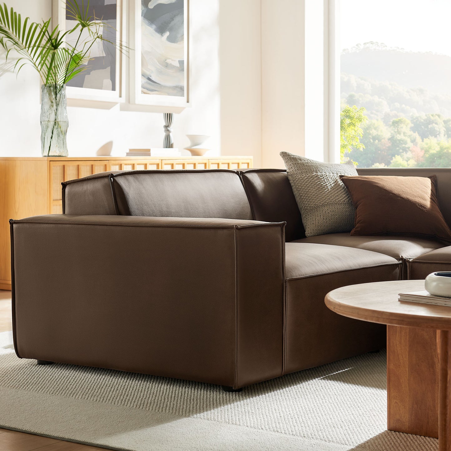 Restore 3-Piece Vegan Leather Modular L-Shaped Sectional Sofa by Modway EEI-7422