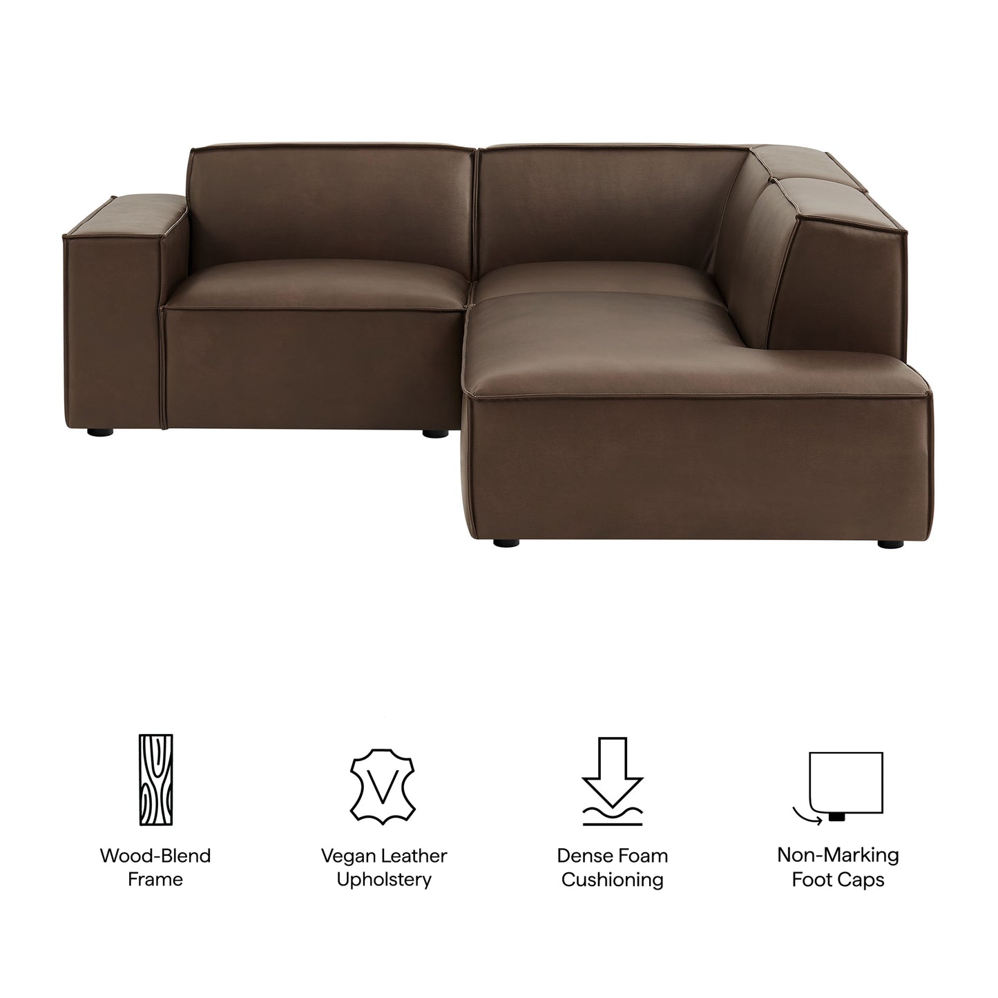 Restore 3-Piece Vegan Leather Modular L-Shaped Sectional Sofa by Modway EEI-7422