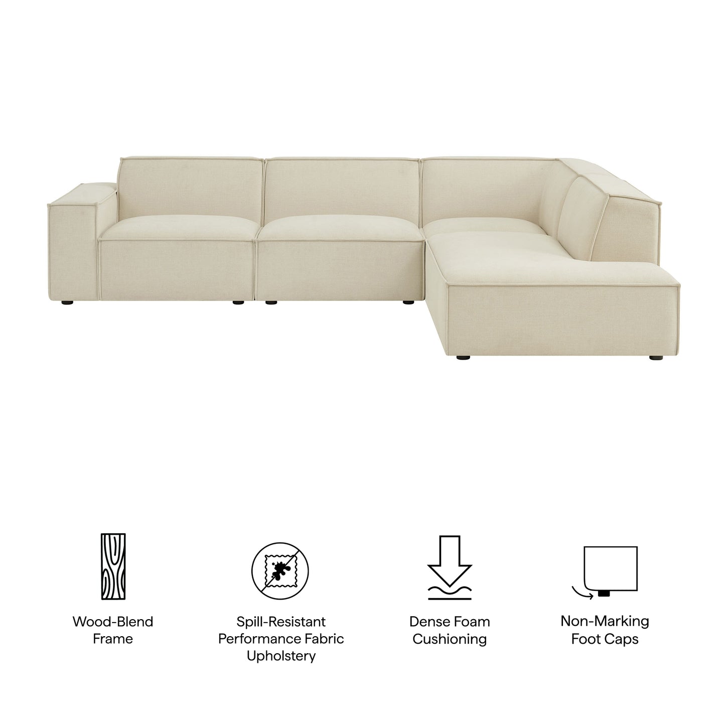 Restore 4-Piece Performance Fabric Upholstered Modular L-Shaped Sofa by Modway EEI-7429