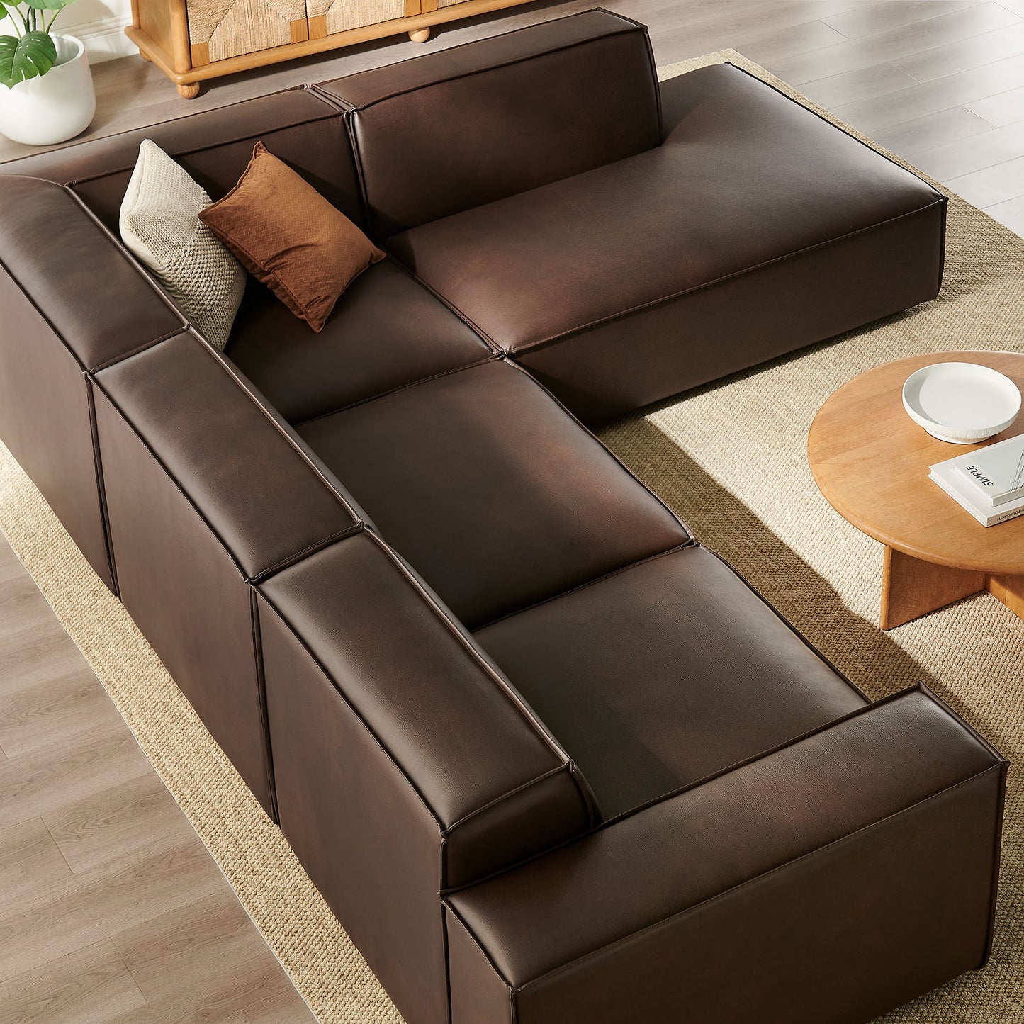 Restore 4-Piece Vegan Leather Modular L-Shaped Sofa by Modway EEI-7430