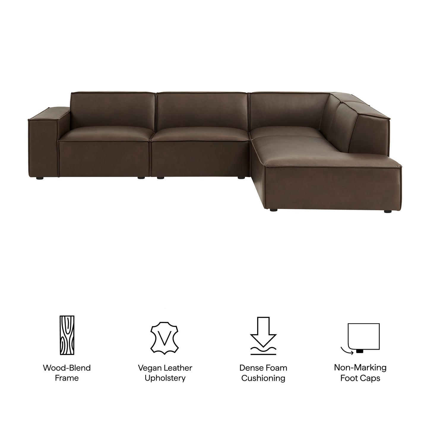 Restore 4-Piece Vegan Leather Modular L-Shaped Sofa by Modway EEI-7430