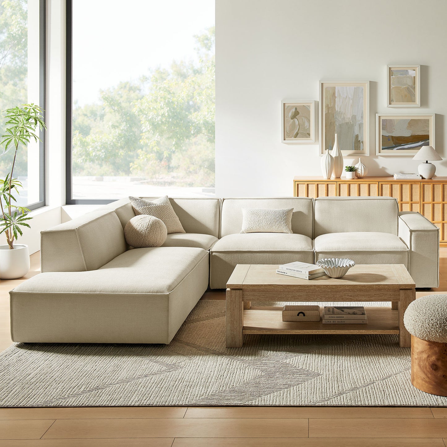 Restore 4-Piece Performance Fabric Upholstered Modular L-Shaped Sofa by Modway EEI-7431