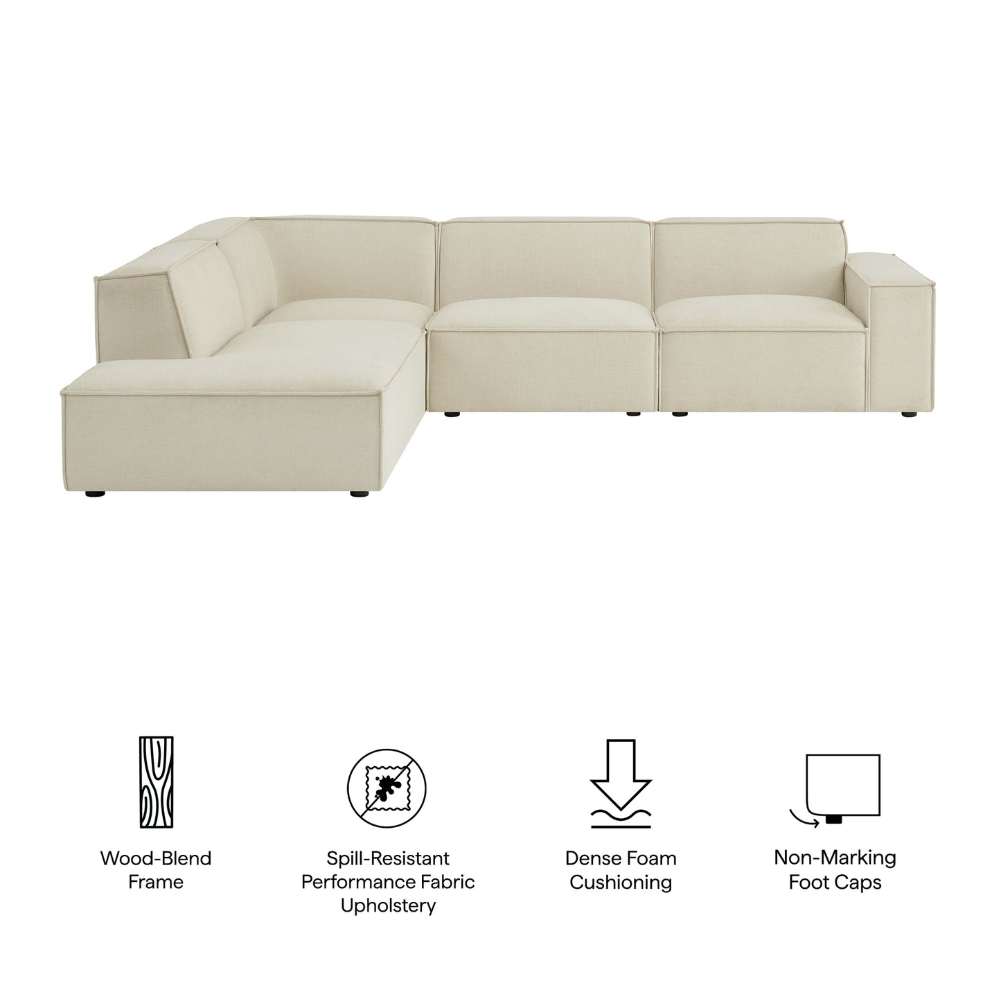 Restore 4-Piece Performance Fabric Upholstered Modular L-Shaped Sofa by Modway EEI-7431