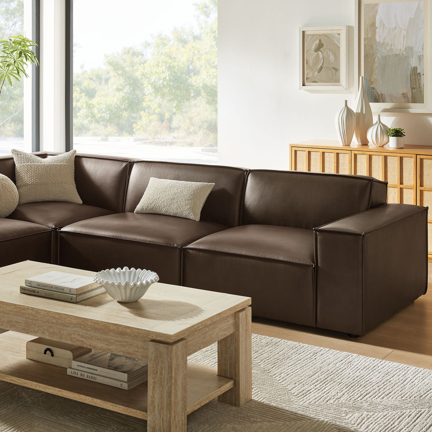Restore 4-Piece Vegan Leather Modular L-Shaped Sofa by Modway EEI-7432