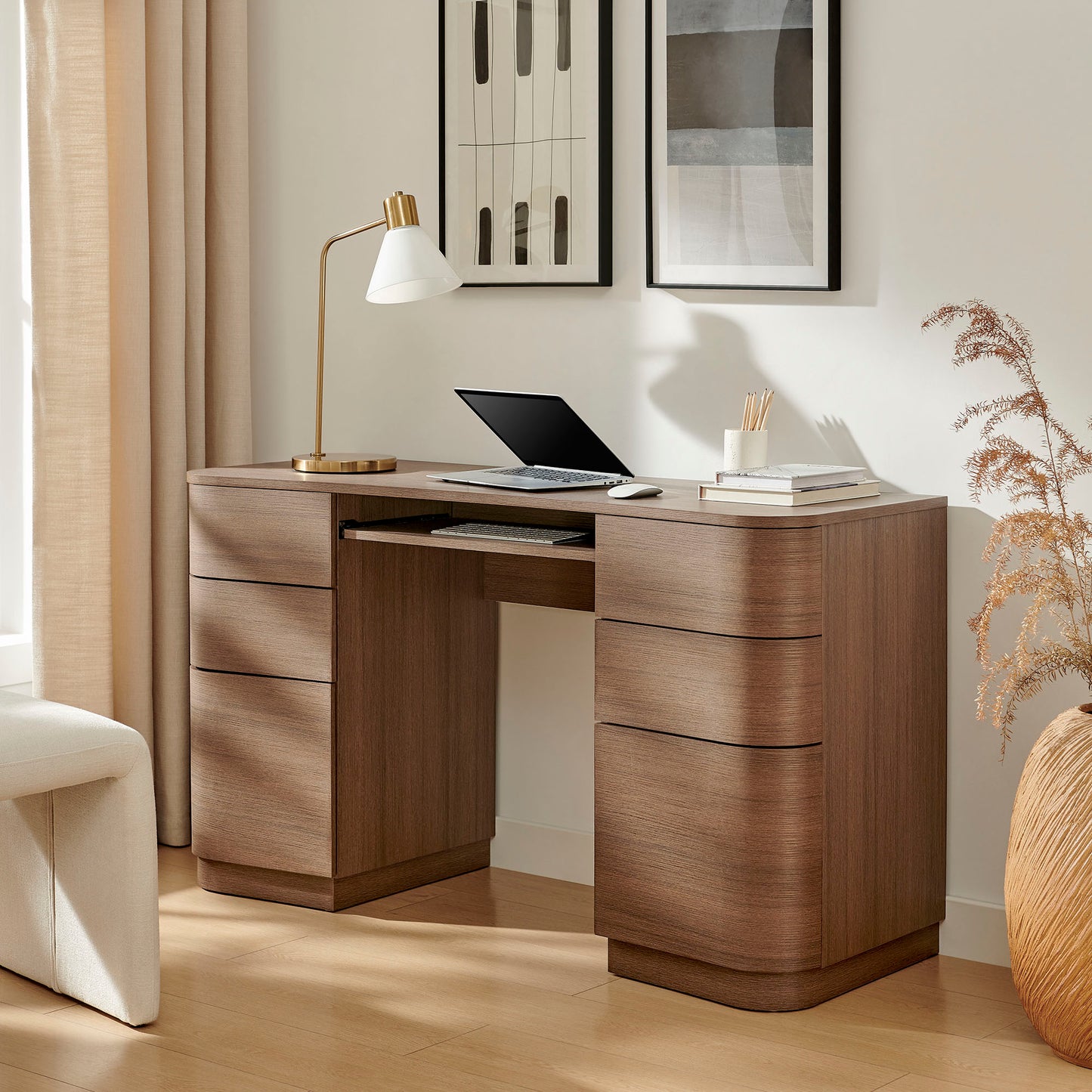 Mirae 55" 6-Drawer Curved Office Desk by Modway EEI-7436